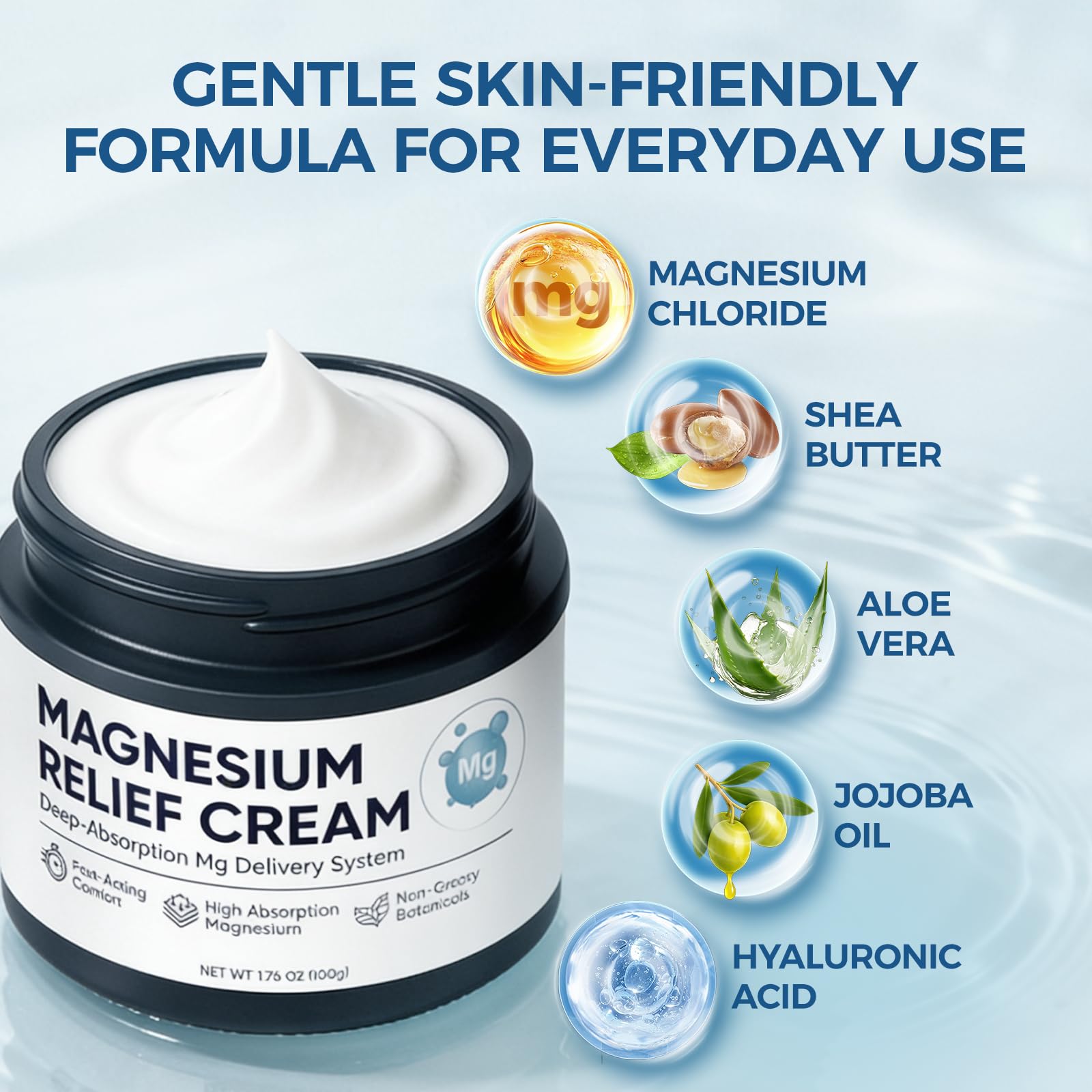 Nichalous Magnesium Joint Relief Cream – Deep Absorption, Fast-Acting, Non-Greasy Lotion (1.76 oz)