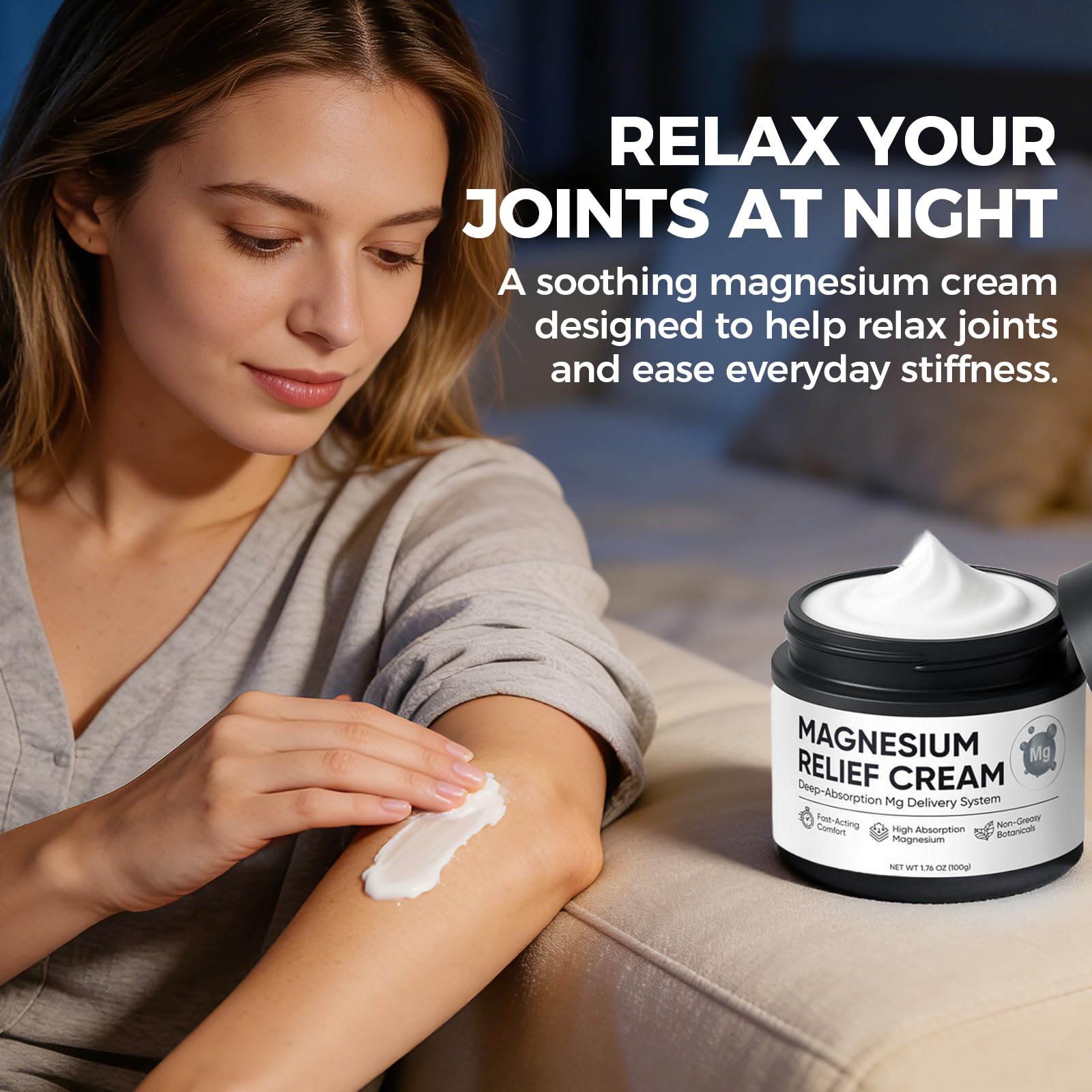 Nichalous Magnesium Joint Relief Cream – Deep Absorption, Fast-Acting, Non-Greasy Lotion (1.76 oz)