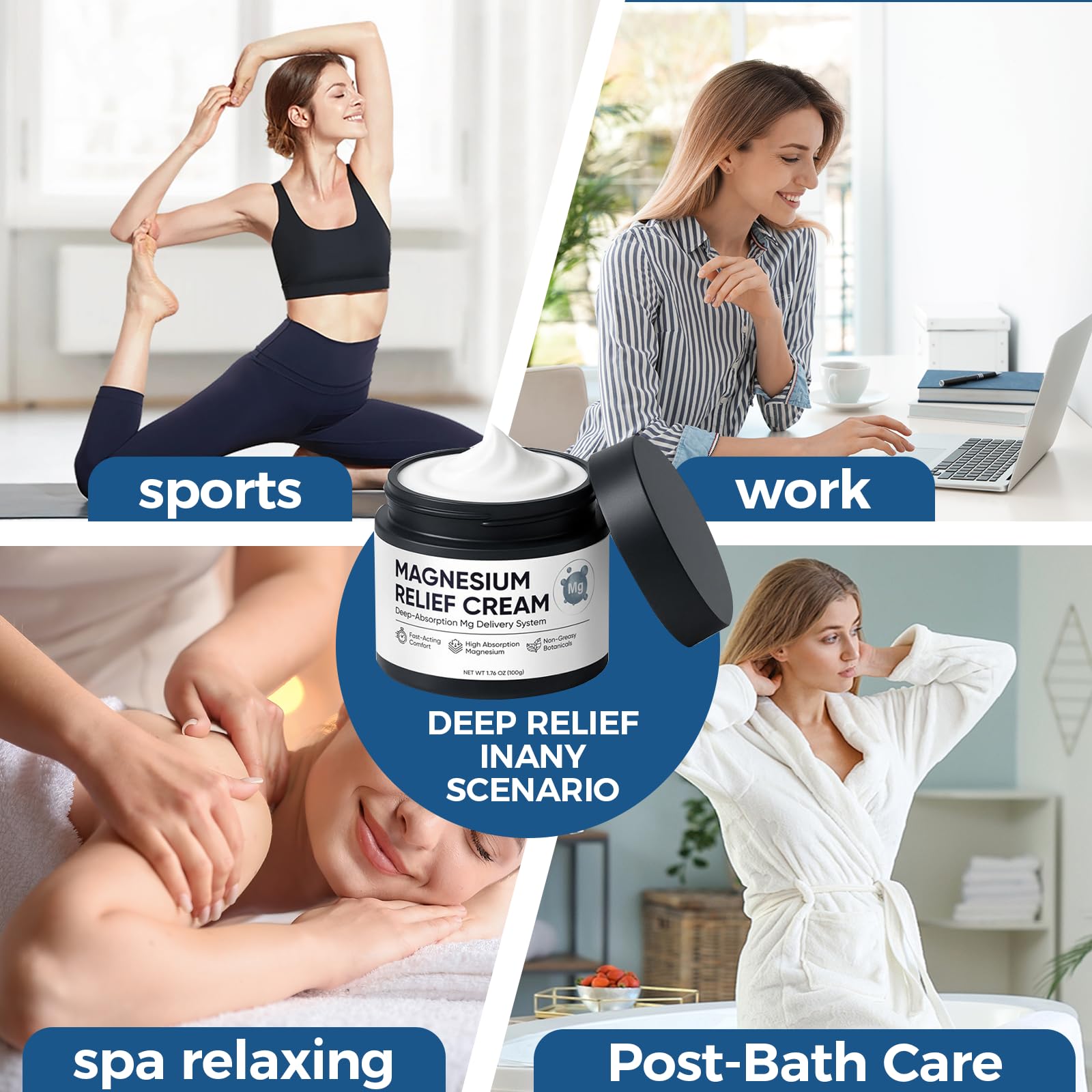 Nichalous Magnesium Joint Relief Cream – Deep Absorption, Fast-Acting, Non-Greasy Lotion (1.76 oz)