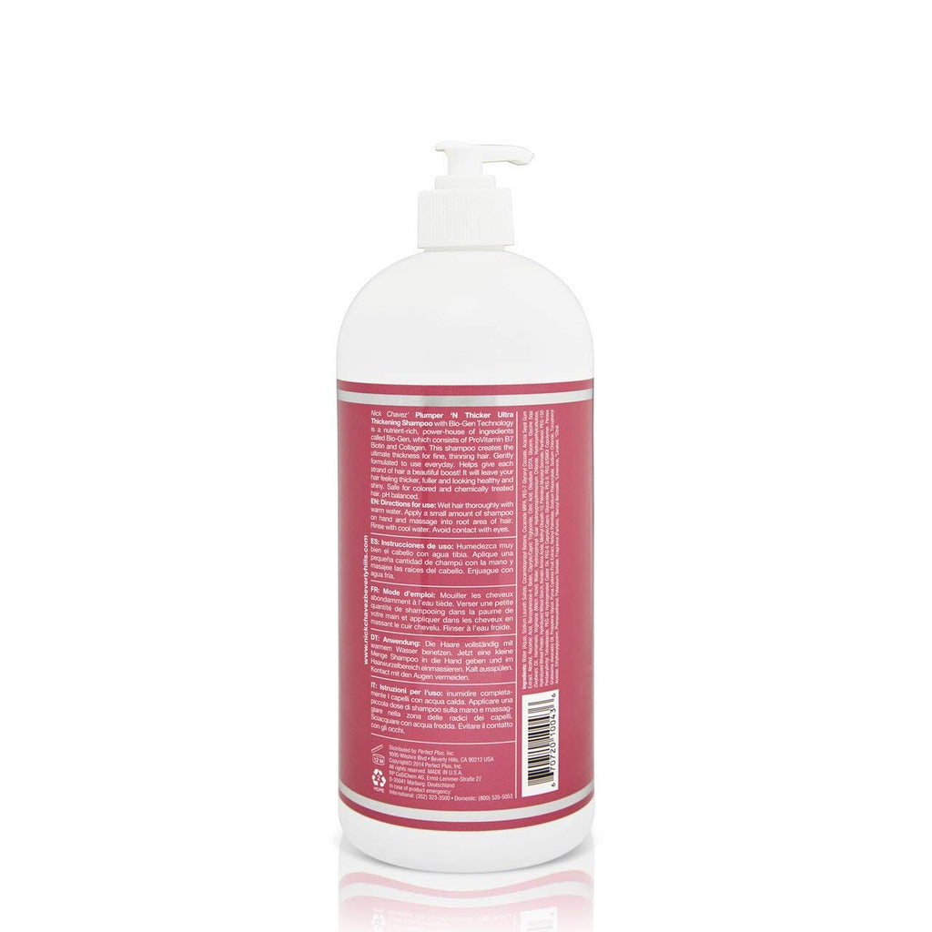Nick Chavez Plumper N Thicker Ultra Thickening Shampoo 32oz | Bio-Gen Biotin & Collagen