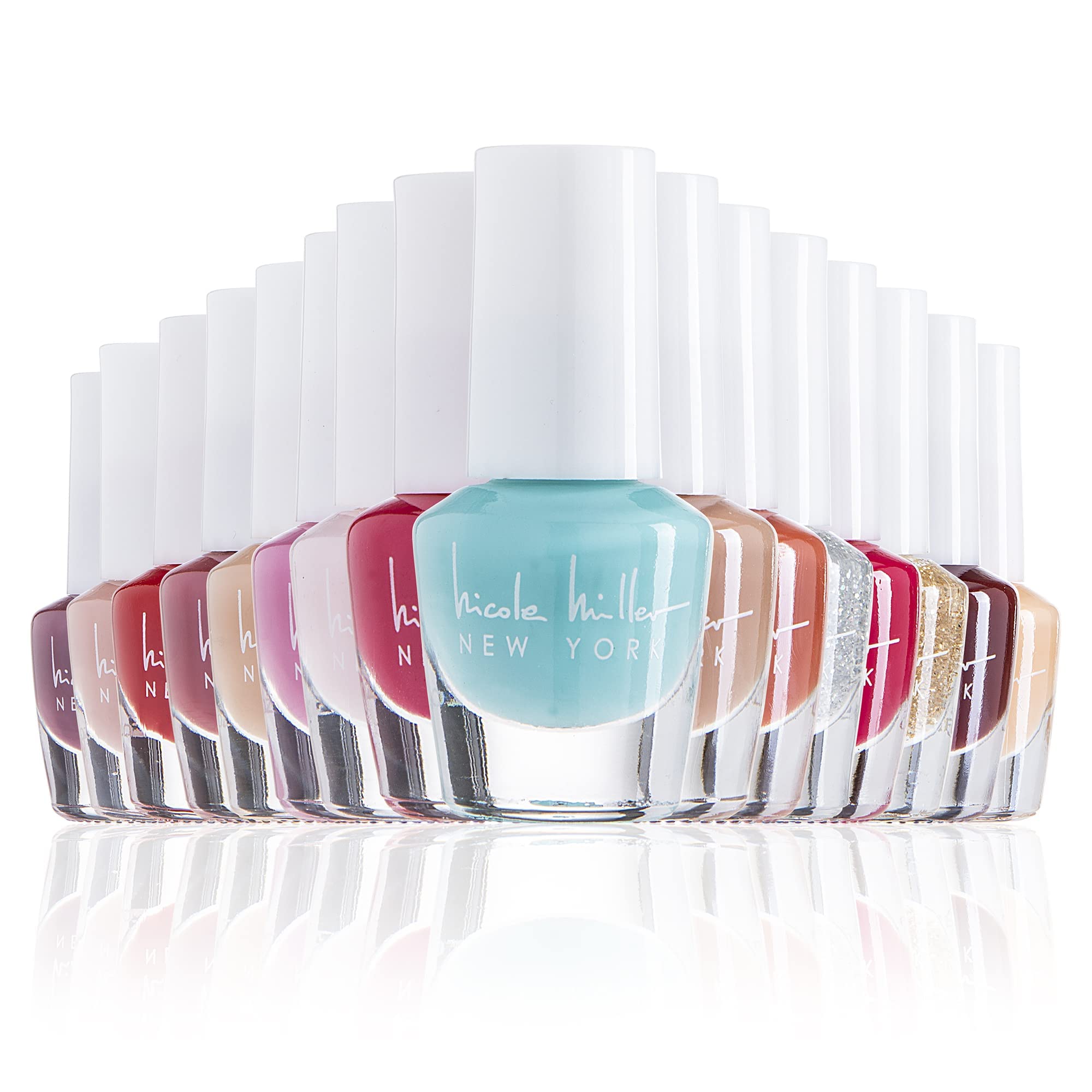 Nicole Miller New York Mini Nail Polish Set – 15-Piece Glossy Color Collection for Nails (Purple Accent)