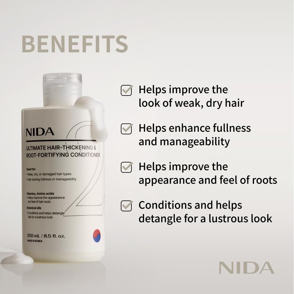 NIDA Ultimate Hair-Thickening & Root-Fortifying Conditioner | Soft, Shiny, Strong Hair | 8.5 fl oz / 250 ml