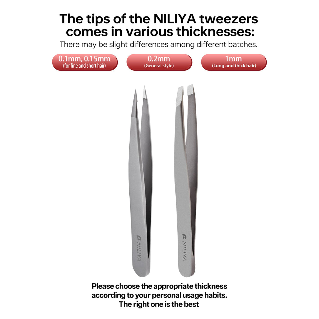 NILIYA Eyebrow Tweezers for Women – Ultra-Fine 0.15mm Slanted Tip, Ergonomic Design