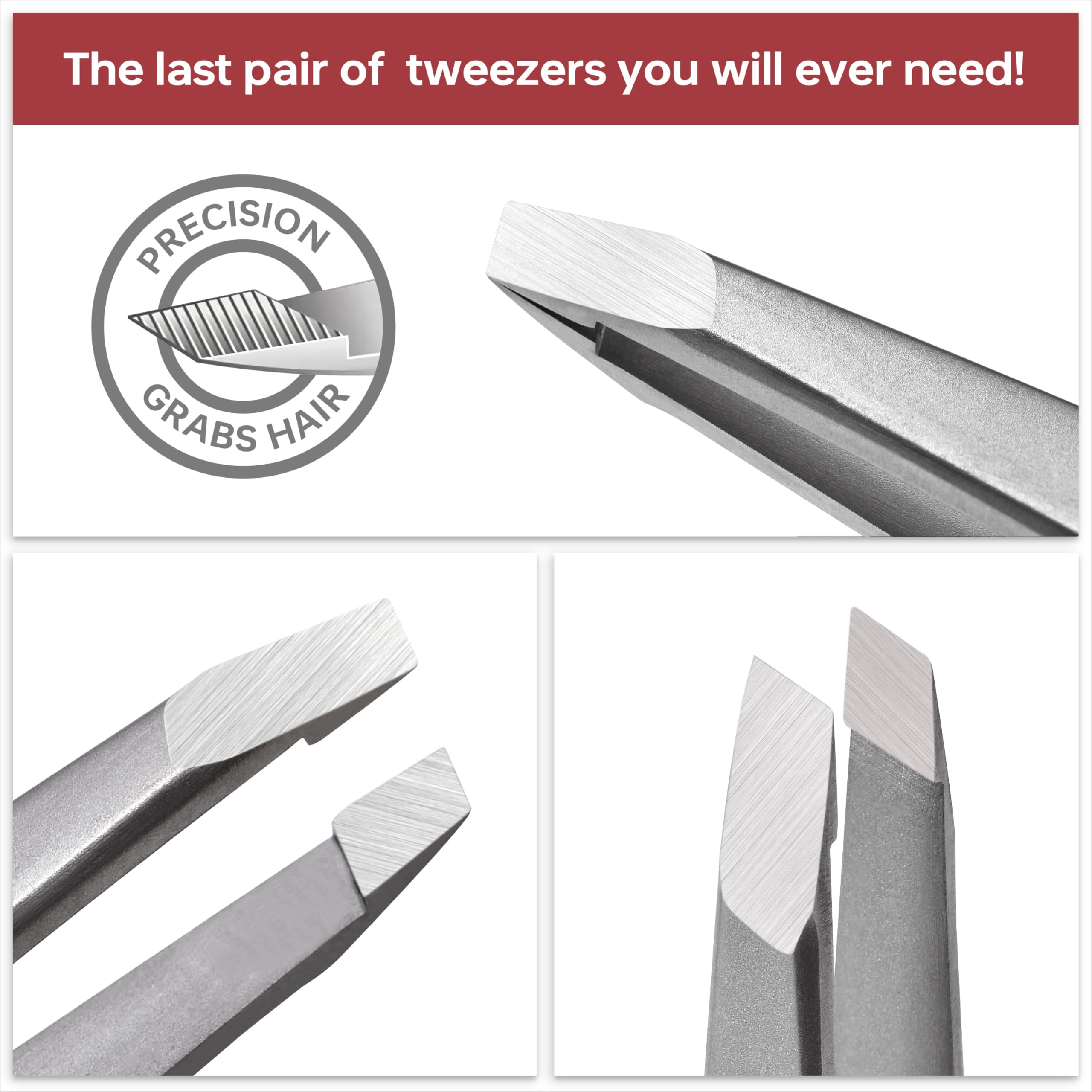 NILIYA Eyebrow Tweezers for Women – Ultra-Fine 0.15mm Slanted Tip, Ergonomic Design