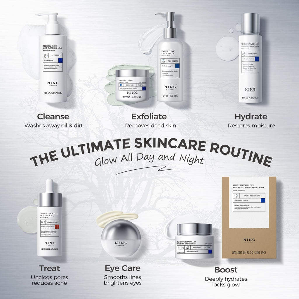 NING DERMOLOGIE 8-Step Tembusu Skincare Set — Complete Daily Routine for Sensitive, Dry, Oily & Aging Skin