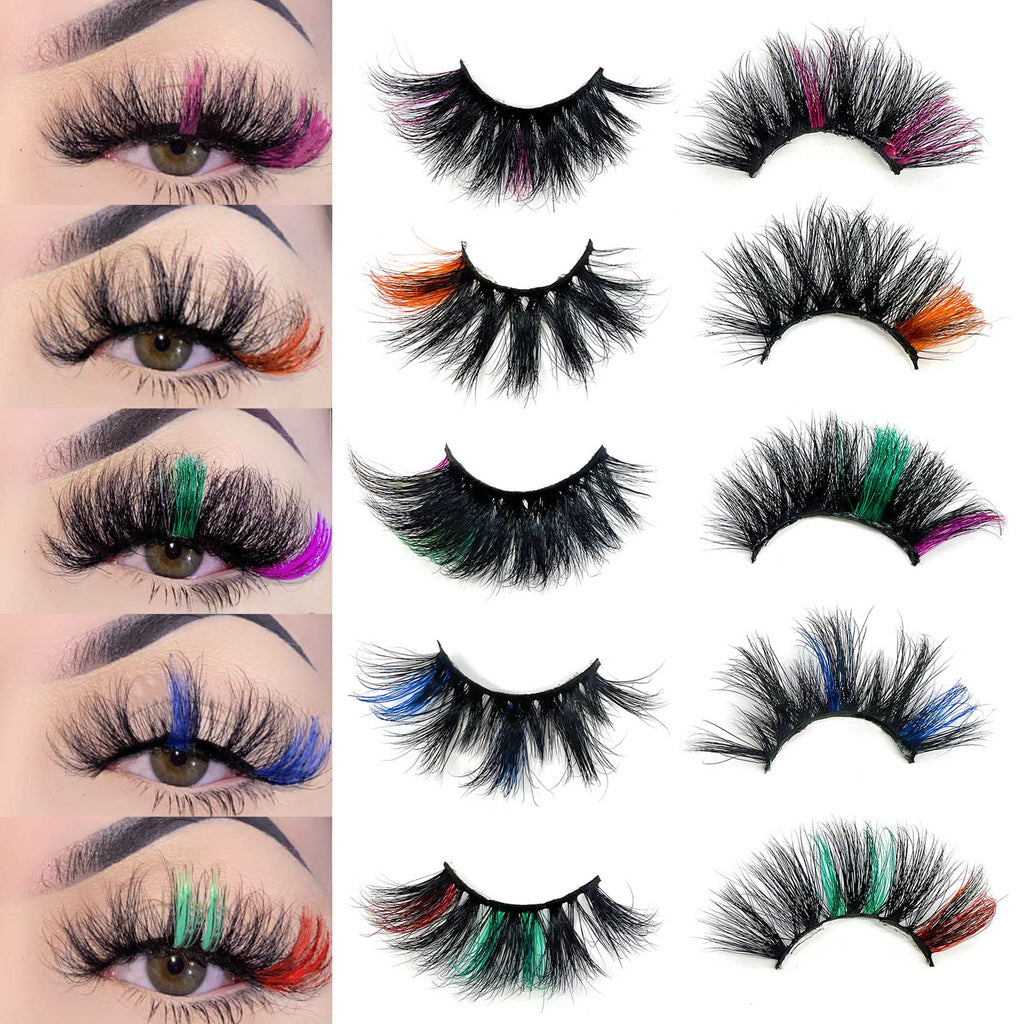 Ninglash Halloween Day Lashes – 10-Pack 25mm Colored Mink Lashes (9D)