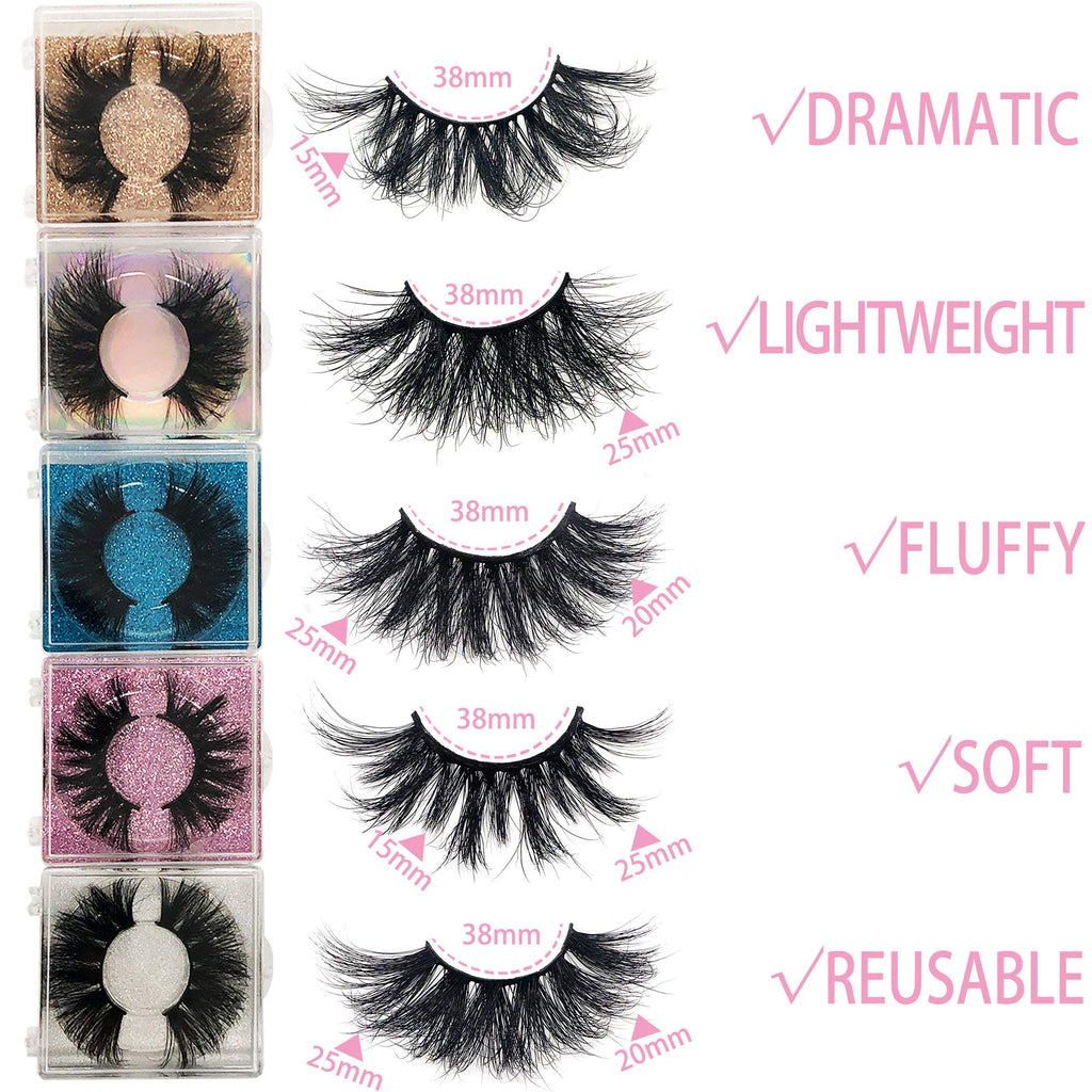 Ninglash 25mm Mink Eyelashes – 10 Pack, Dramatic 3D Full-Strip, Cruelty-Free Bulk