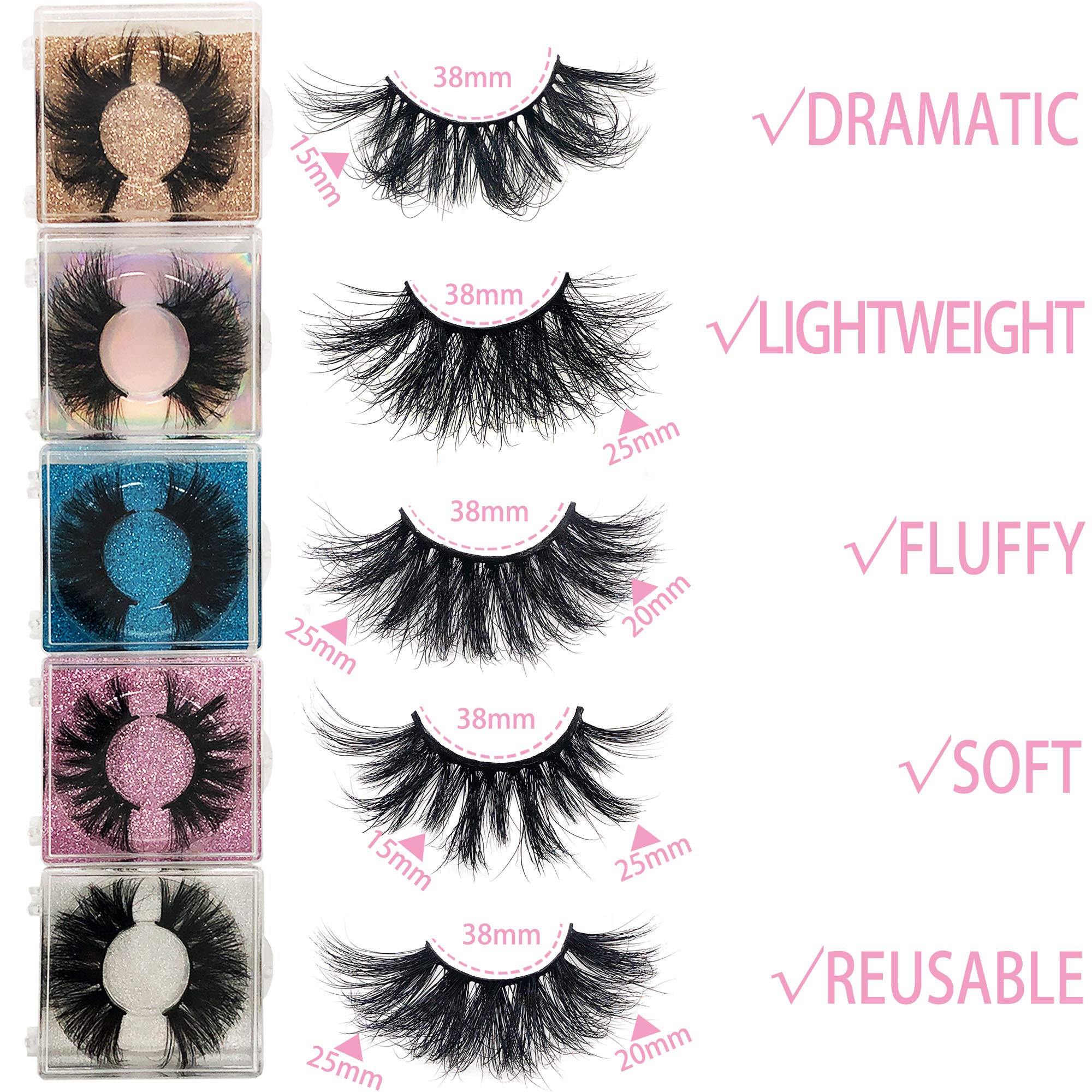 Ninglash 25mm Mink Eyelashes – 10 Pack, Dramatic 3D Full-Strip, Cruelty-Free Bulk
