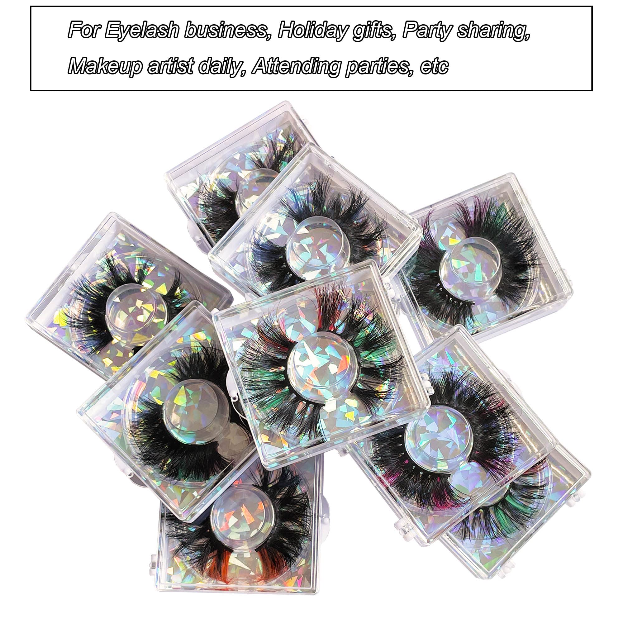 Ninglash Halloween Day Lashes – 10-Pack 25mm Colored Mink Lashes (9D)