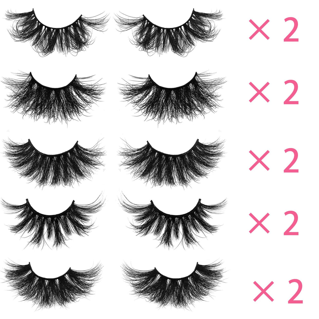Ninglash 25mm Mink Eyelashes – 10 Pack, Dramatic 3D Full-Strip, Cruelty-Free Bulk
