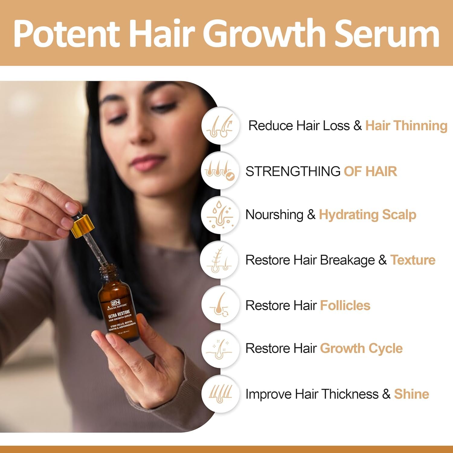 Nirvana Nurture Ultra Restore Hair Growth Serum – Fuller Hair, Scalp Hydration & Detox