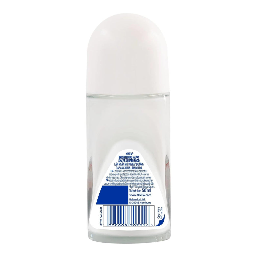 NIVEA Brightening Happy Shave 8 Superfood Roll-On Deodorant 50ml | 48H Odor Protection | 3-Pack