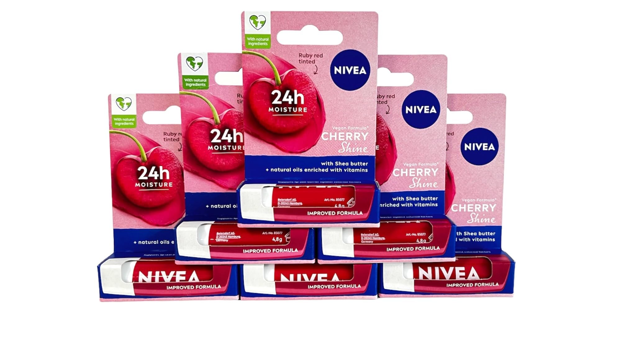 NIVEA Cherry Flavored Tinted Lip Care SPF 10 – 0.17 oz Lip Balm (Pack of 6)