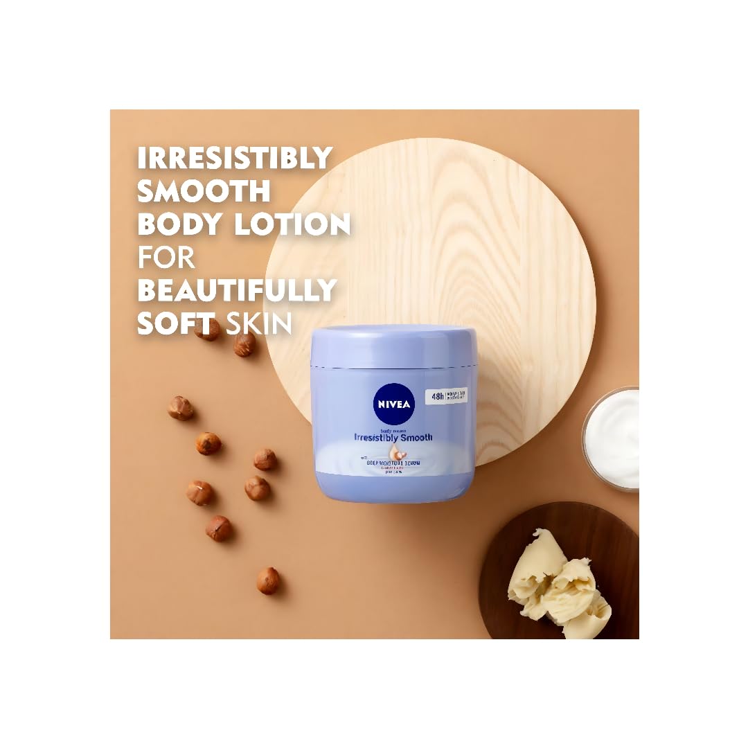 NIVEA Irresistibly Smooth Body Cream with Shea Butter – 400ml Pack of 2, 48-Hour Hydration