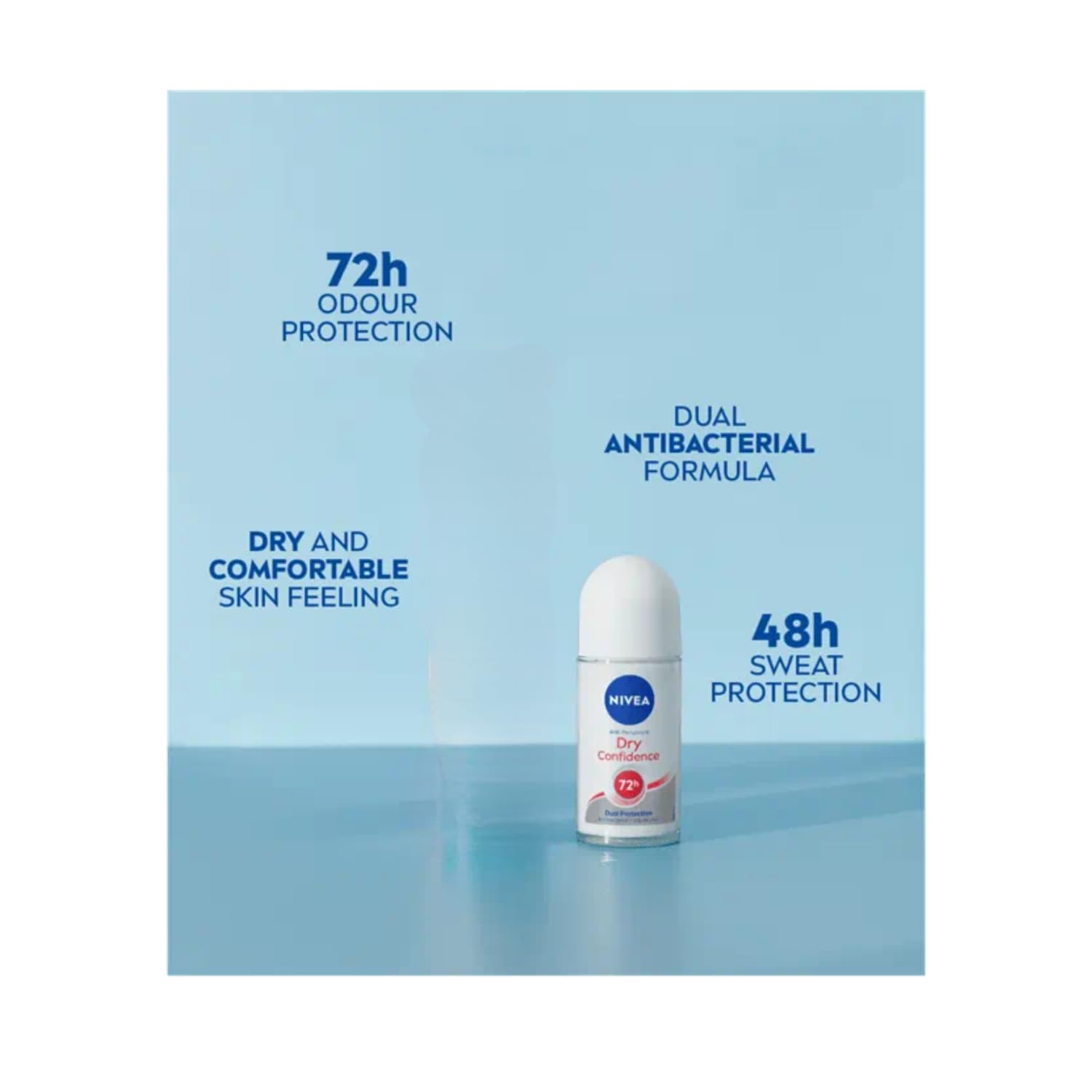 NIVEA Dry Comfort Roll-On Deodorant 50ml – 48H Protection, Alcohol-Free (2-pack)