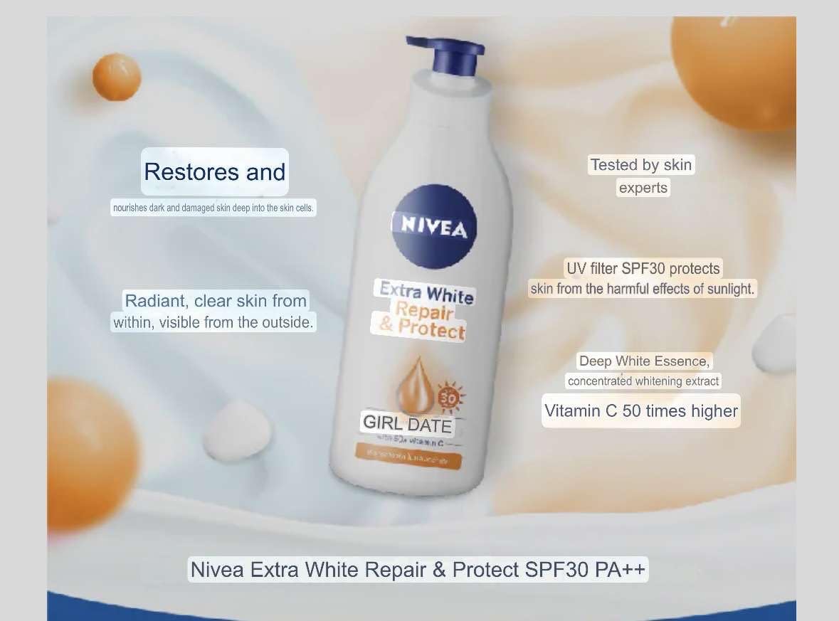 NIVEA Extra Repair Body Lotion SPF30 – 40x Vitamin C & 8 Superfoods, 525 ml