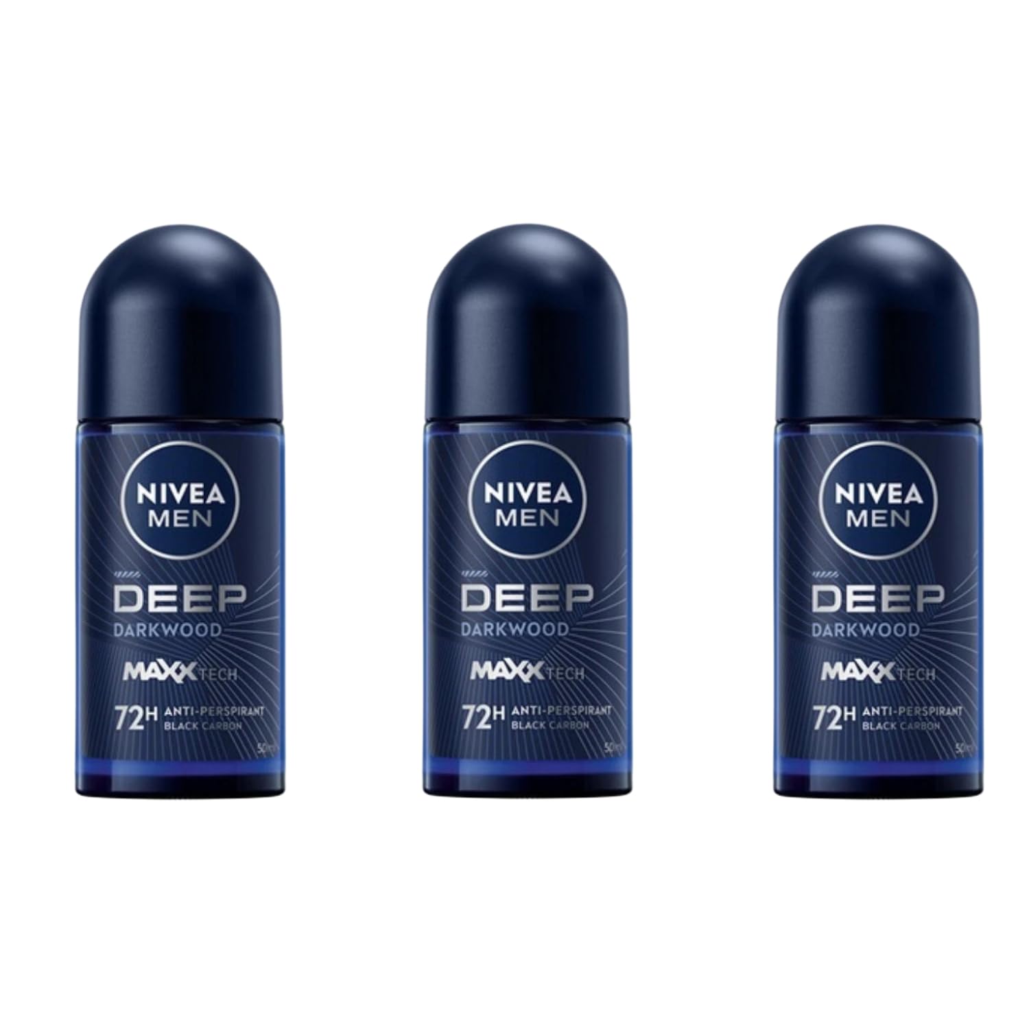 NIVEA MEN DEEP Darkwood Roll-On 72H Protection (Pack of 3)