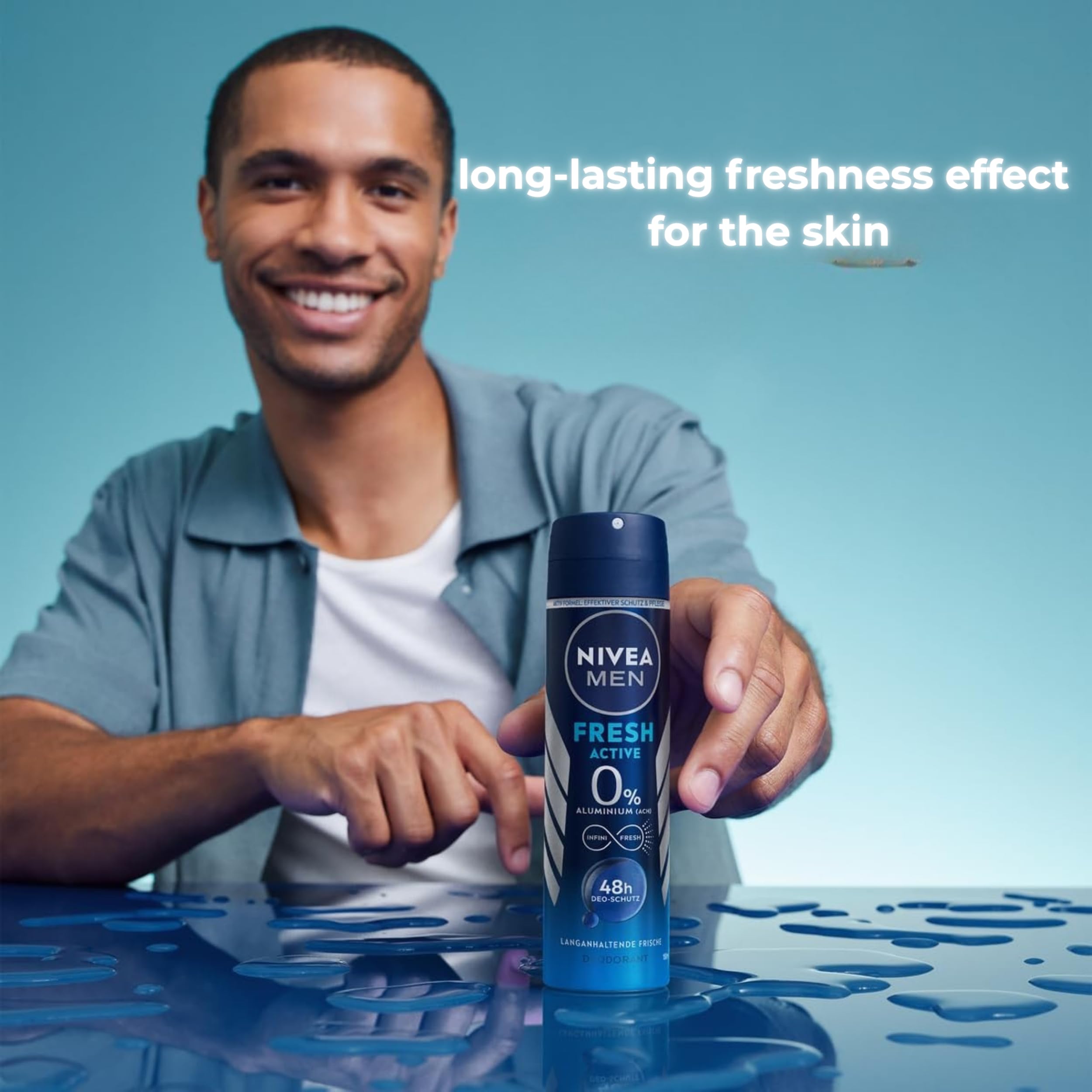 NIVEA Men Fresh Active Deodorant Spray – Pack of 6 x 150 ml | 48h Protection