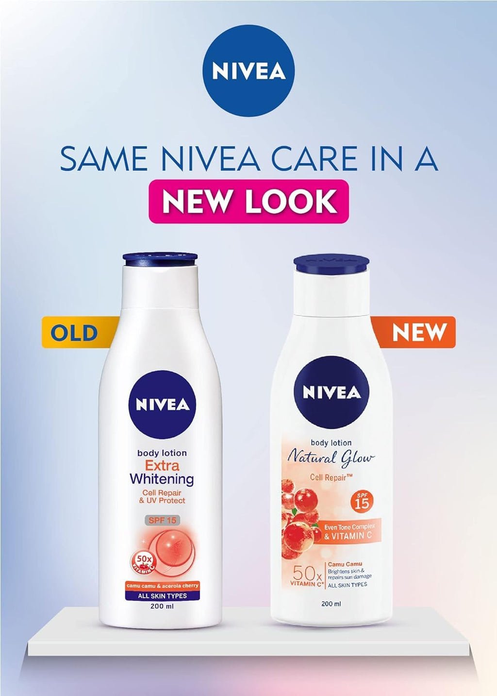 NIVEA Body Lotion Natural Glow – Vitamin C SPF 15, Cell Repair & Even Tone, 400 ml