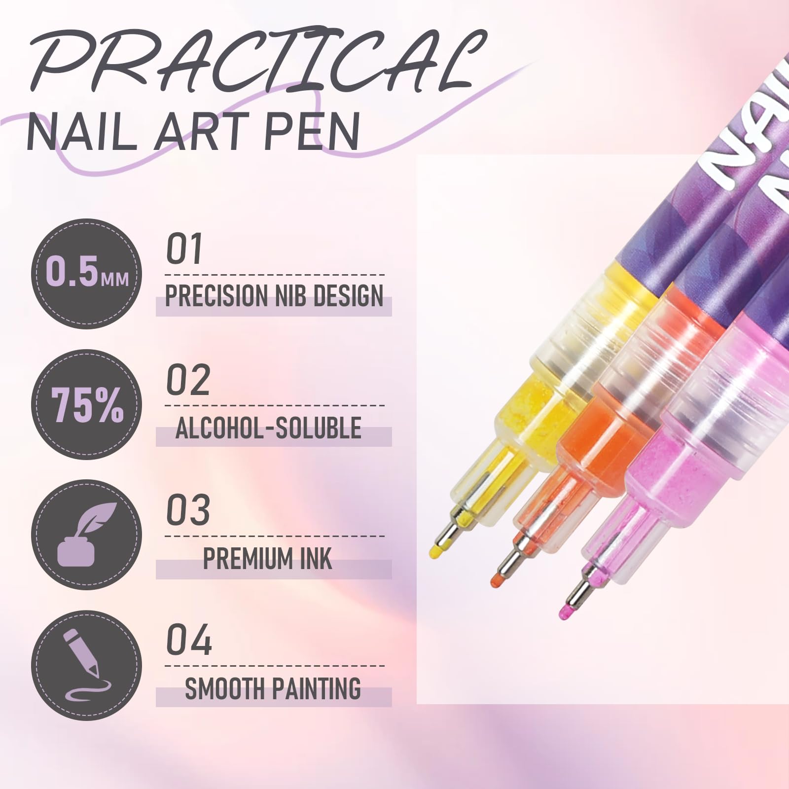 NivLop 12-Color Nail Art Pens Set – Graffiti Dotting Pen & Painting Liner for DIY Manicures