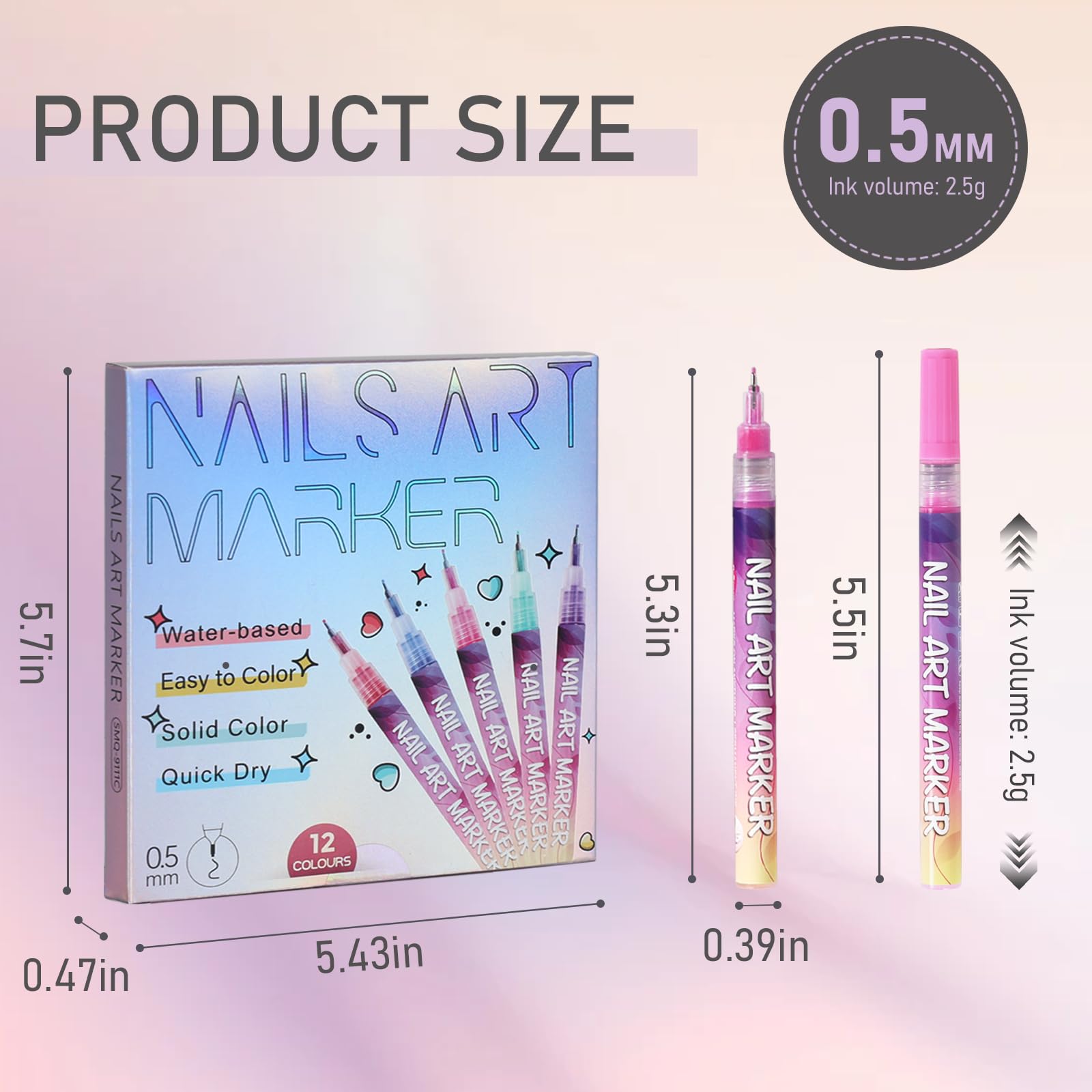 NivLop 12-Color Nail Art Pens Set – Graffiti Dotting Pen & Painting Liner for DIY Manicures