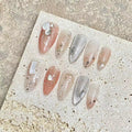 NLSJMP Handmade Press-On Nails Kit – Glitter Orange/White/Silver Rhinestones, 10pcs Size S, Includes Toolkit