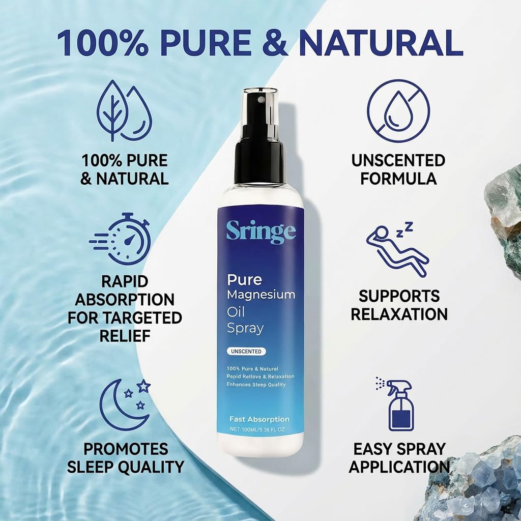 NO BALD Sringe Pure Magnesium Oil Spray – Fast Absorption for Muscle Comfort & Stress Support | 3.38 FL OZ