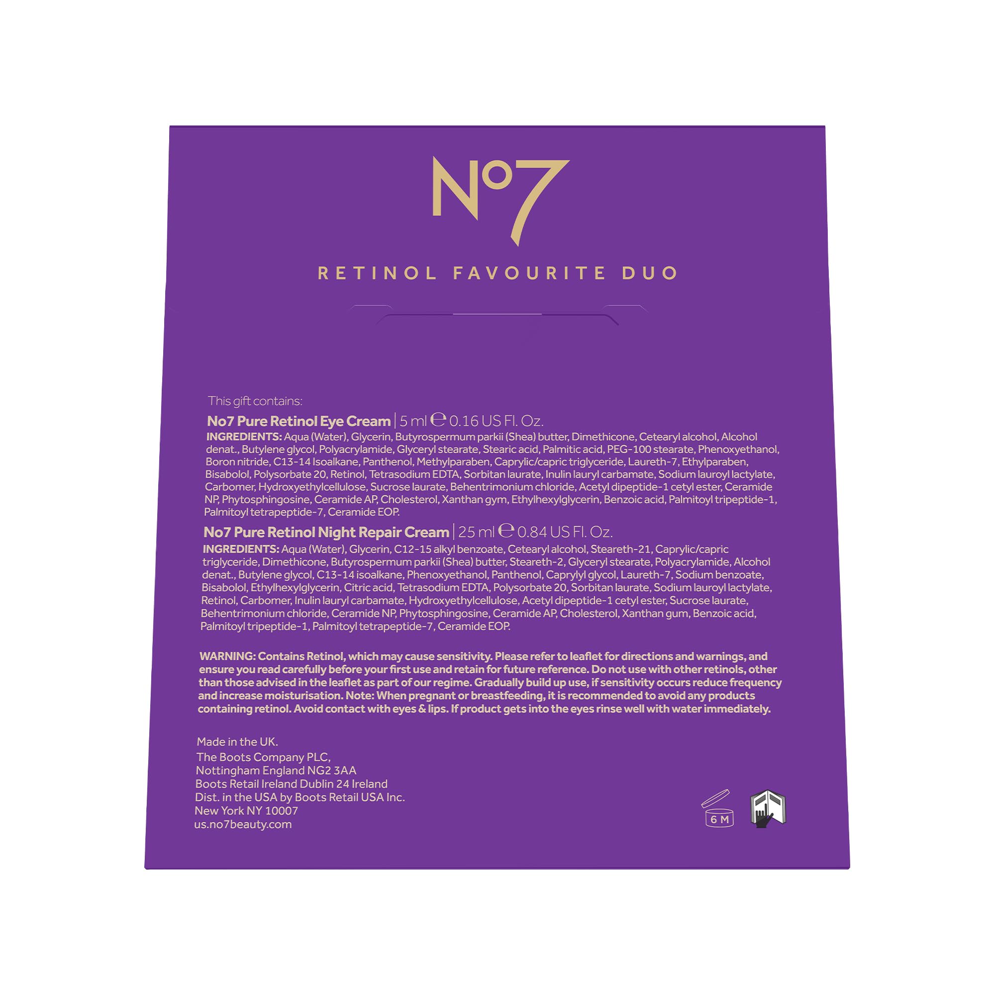 No7 Retinol Favorite Gift Set – Night Repair Cream & Eye Cream Duo