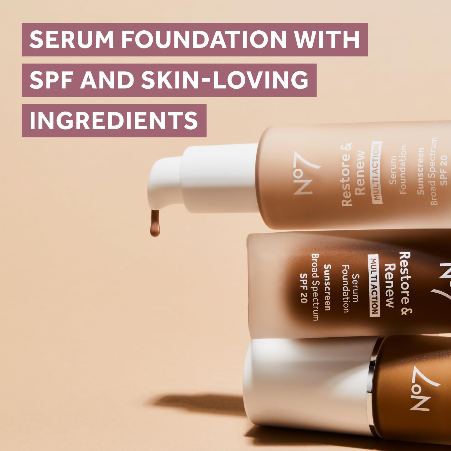 No7 Restore & Renew Multi Action Serum Foundation Cedar – Medium Coverage, SPF 15, Vitamin C & Collagen