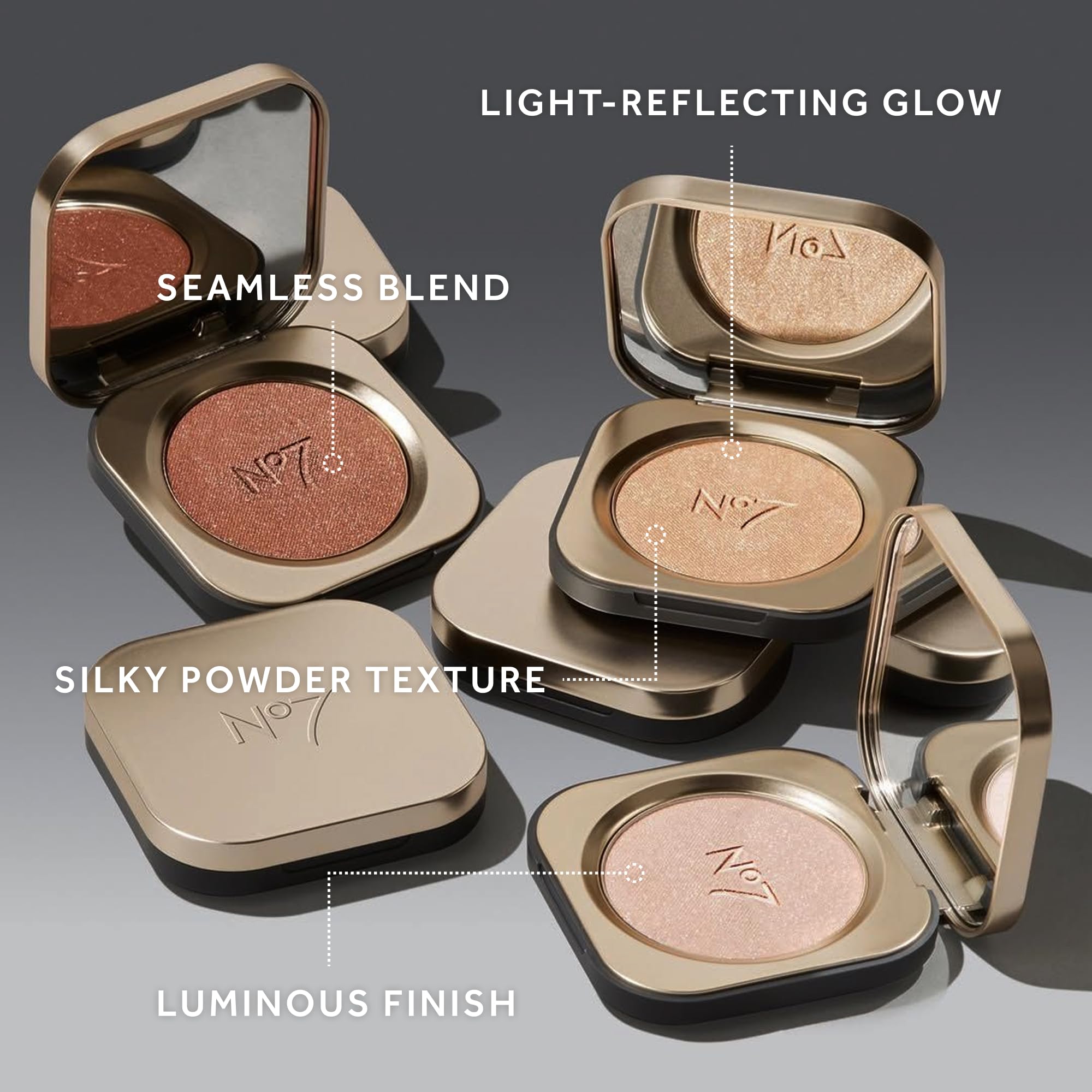 No7 Radiant Glow Powder Highlighter – Lightweight, Buildable Dewy Shine (Gold Silk 5g)