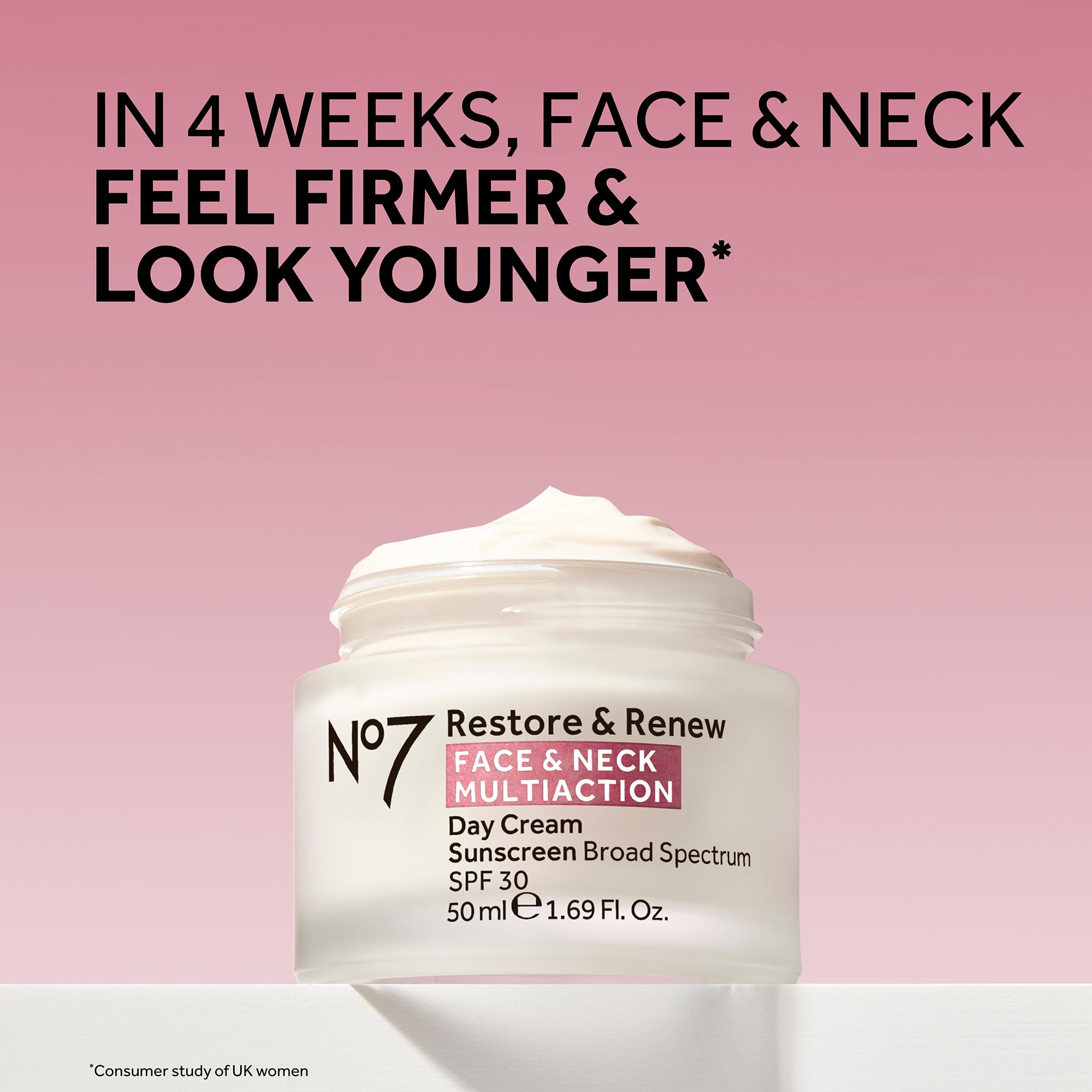 No7 Restore & Renew SPF 30 Day Cream – Firming Hydration with Hyaluronic Acid (Fragrance-Free)