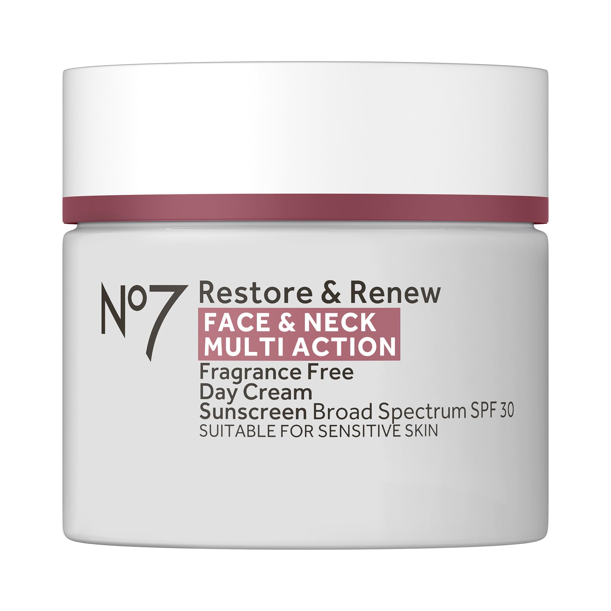 No7 Restore & Renew SPF 30 Day Cream – Firming Hydration with Hyaluronic Acid (Fragrance-Free)