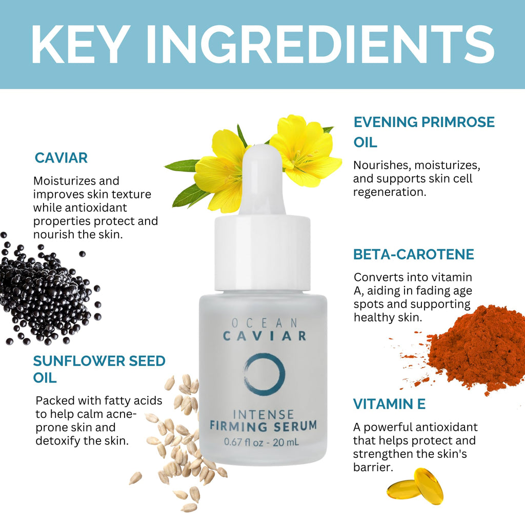 Noche Y Dia Caviar Intense Firming Serum – Anti-Aging Face Serum with Vitamin E (20 mL)