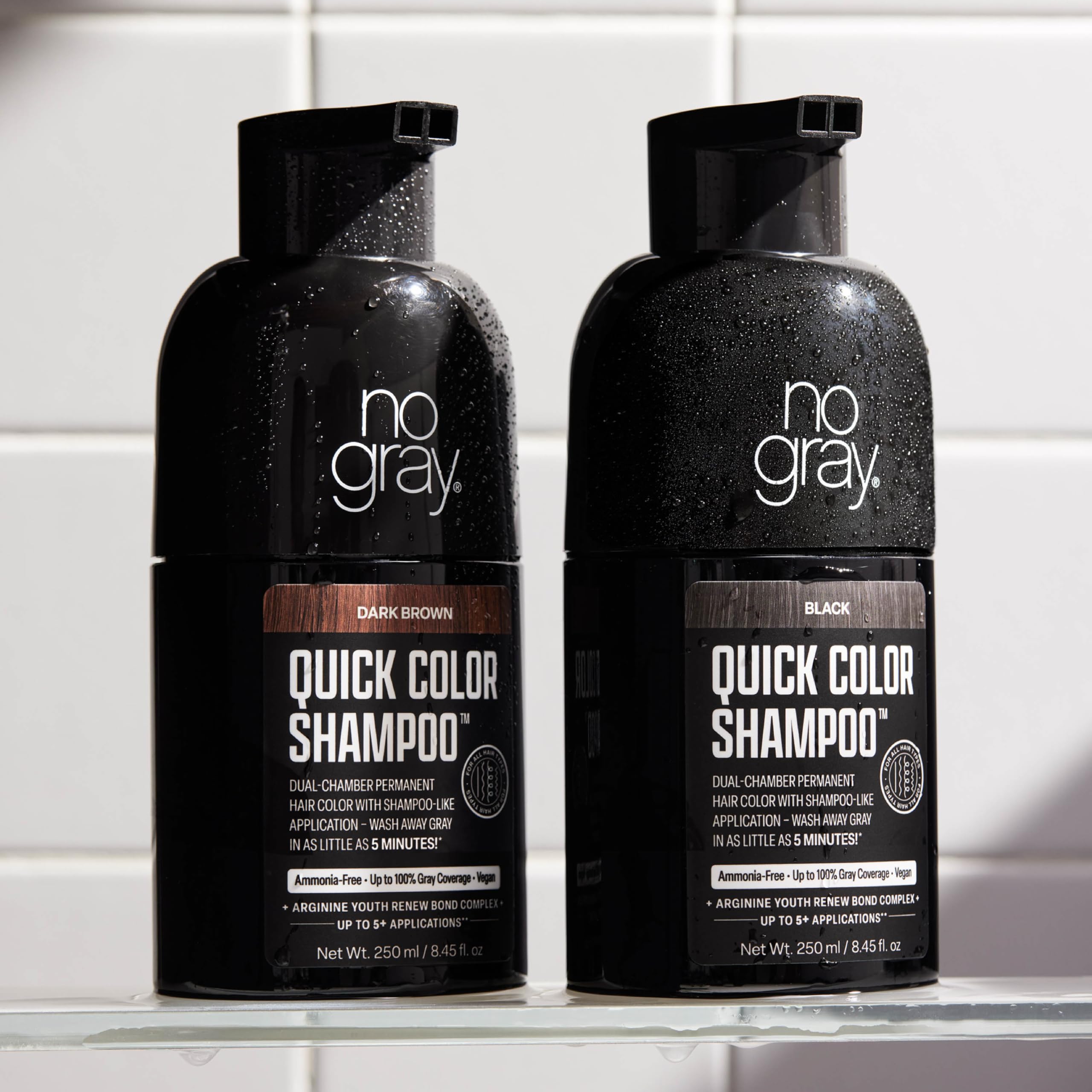 No Gray Quick Permanent Hair Color Shampoo – Dark Brown, 8.45 oz | 5-Min Gray Coverage