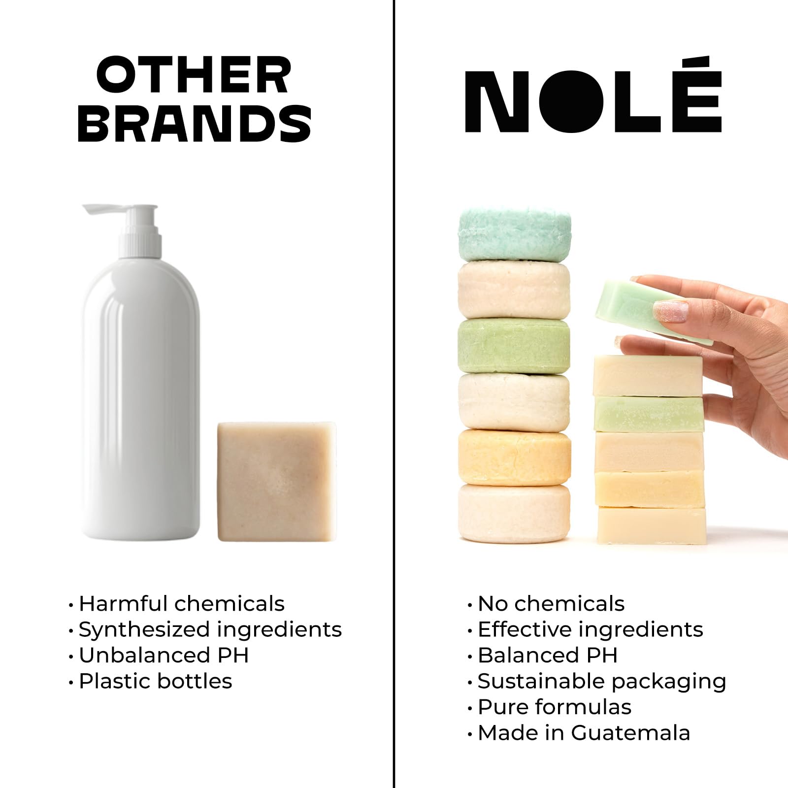 NOLÉ OLE CARE Travel Size Shampoo & Conditioner Bar Set with Batana Oil | Sustainable, pH-Balanced, Plastic-Free