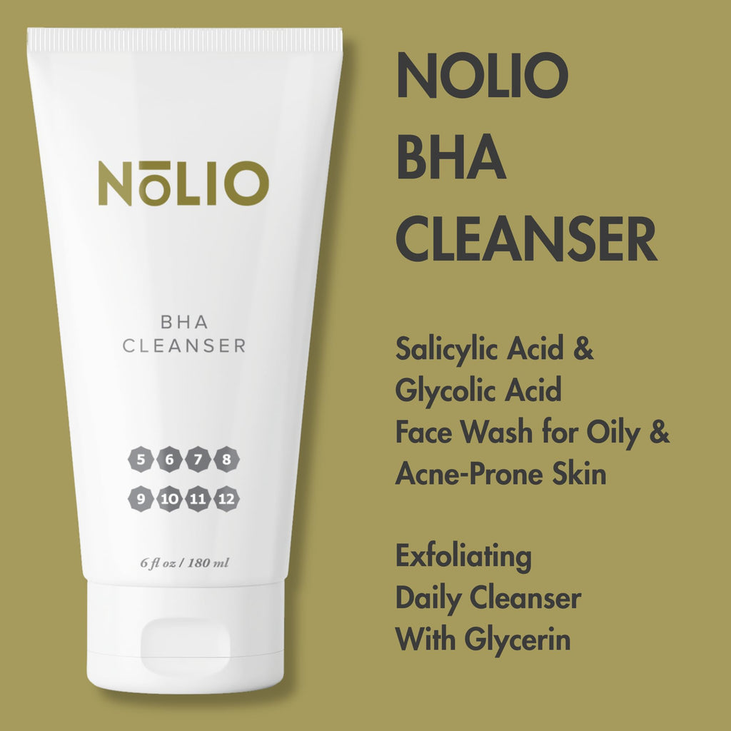 NOLIO BHA Cleanser – Salicylic & Glycolic Acid Face Wash for Oily Skin – 6.7 oz