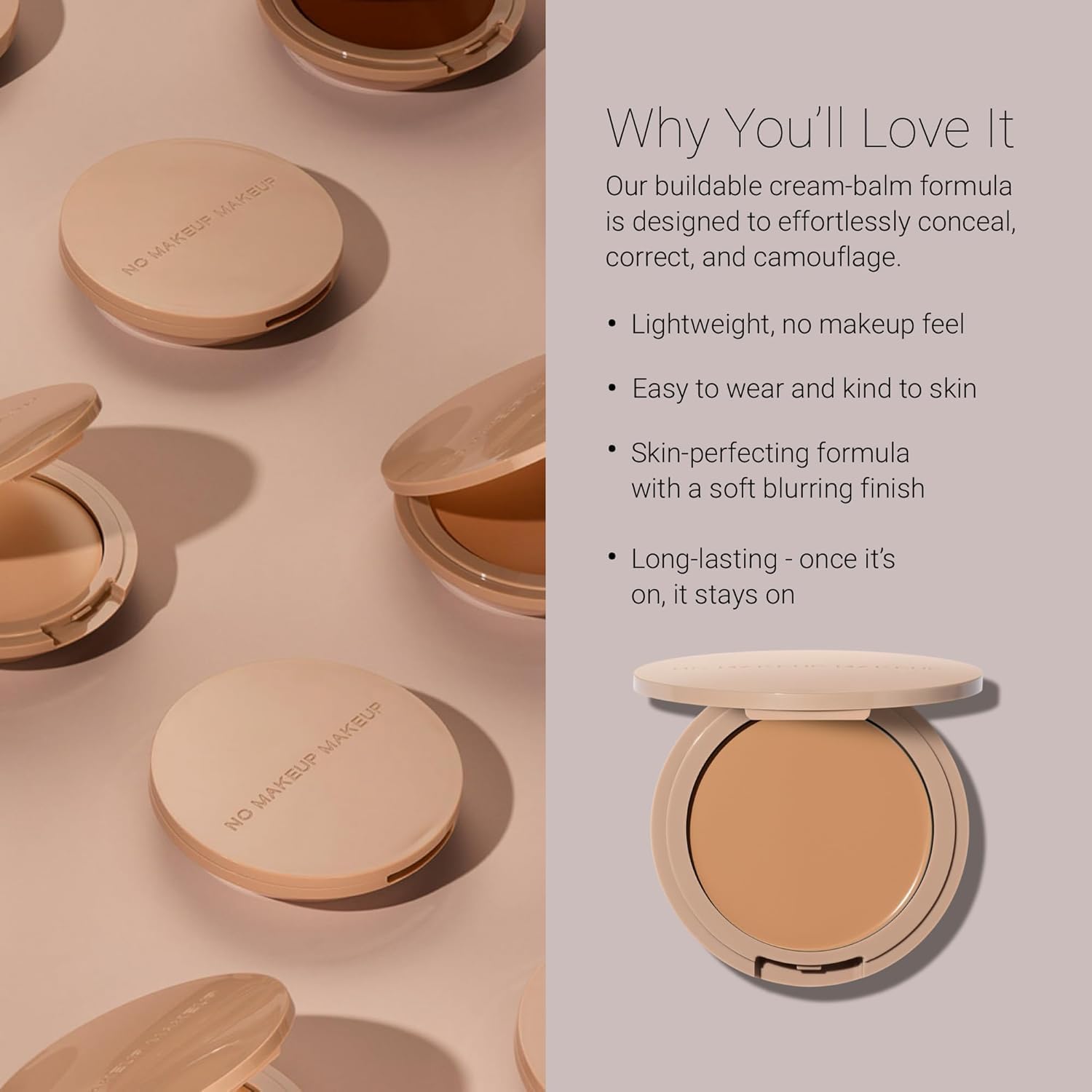 No Makeup Makeup Foundation + Brush Duo — Skin-Tone Adaptive, Buildable Coverage, Vegan & Cruelty-Free