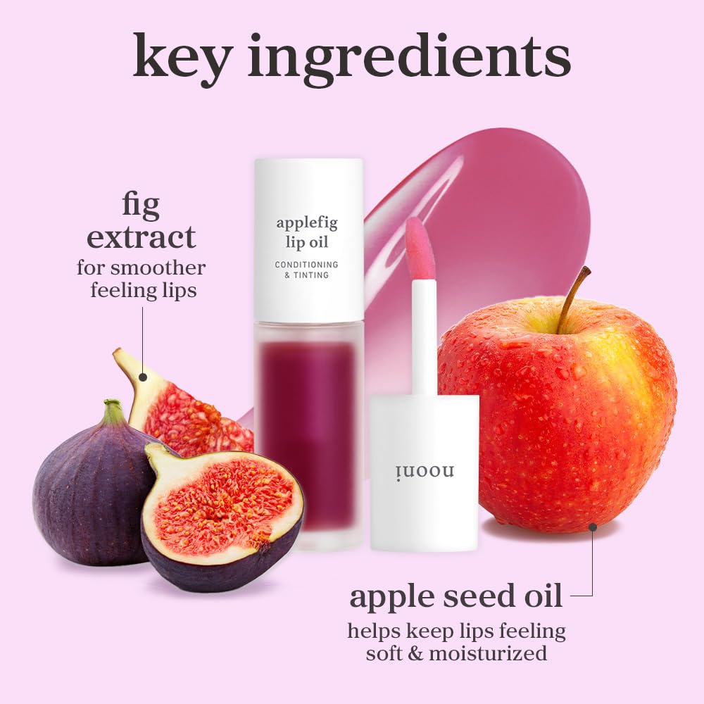 NOONI Lip Oil Set Appleberry & Applefig | Long-Lasting Hydration, Plumping Shine, Tinted Lip Glow