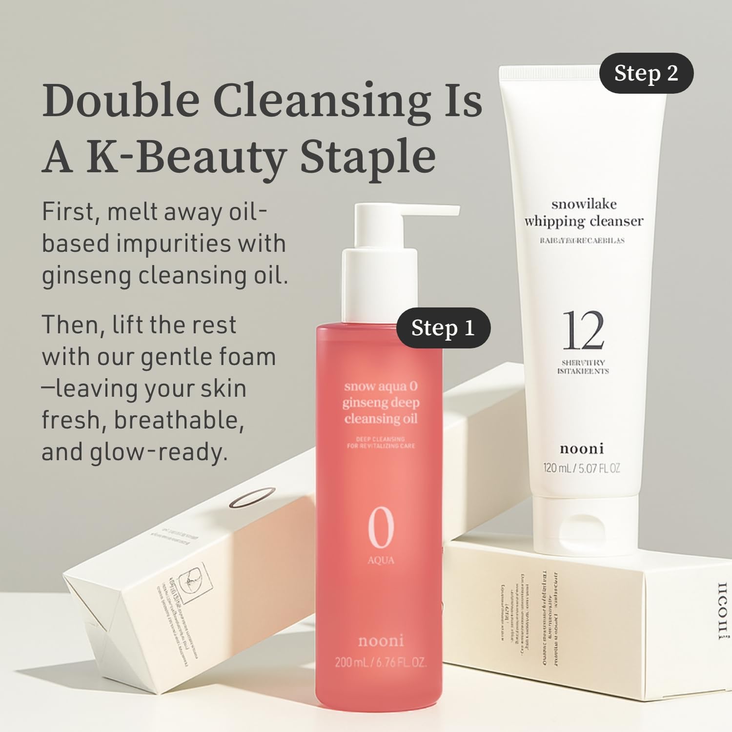 NOONI Snow Aqua 0 Ginseng Deep Cleansing Oil – Glass Skin & Pore Care, 6.76 fl oz