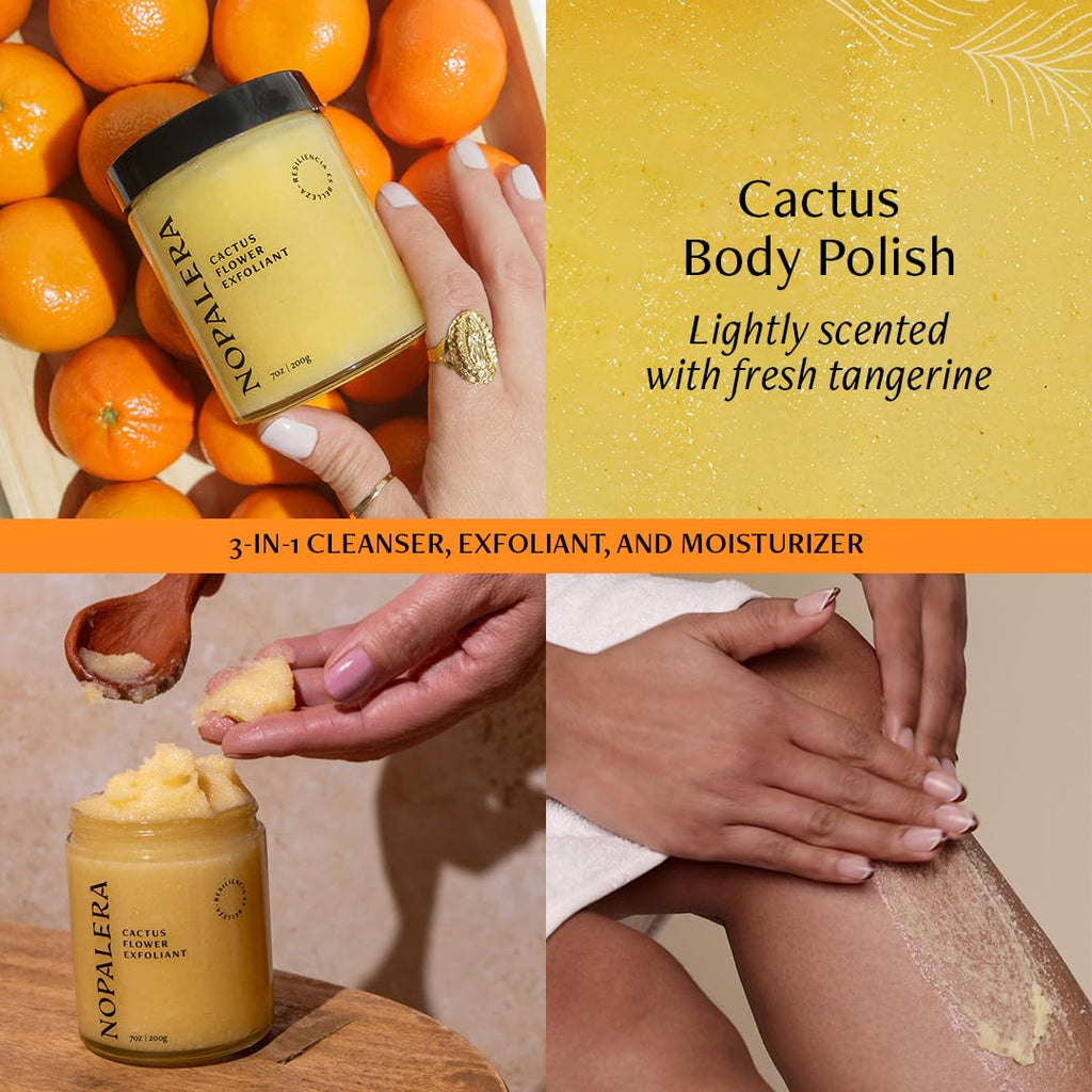 Nopalera Cactus Body Polish Tangerine — 3-in-1 Clean Beauty, Oil Cleanser, Exfoliant & Moisturizer (6 oz)