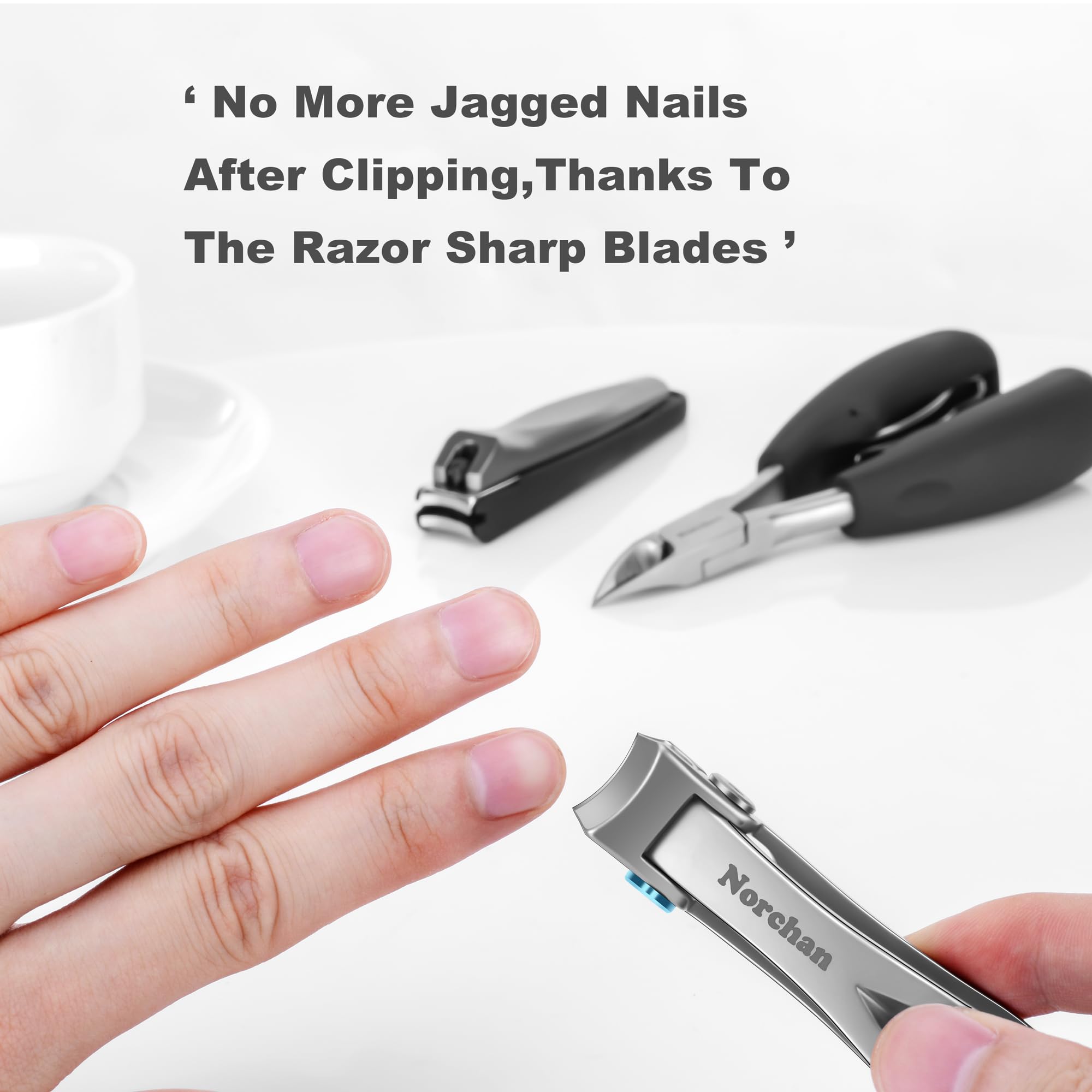 Norchan Large Nail Clippers Set – 5-Piece Heavy-Duty Toenail & Fingernail Clippers with File