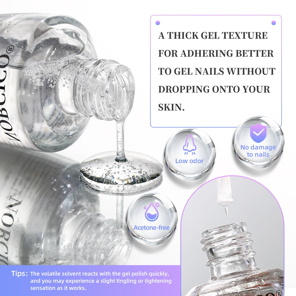 NORCICO Gel Polish Remover Kit – Fast 2-5 Min, No-Soak, 10ml Cuticle Oil & Pro Tools