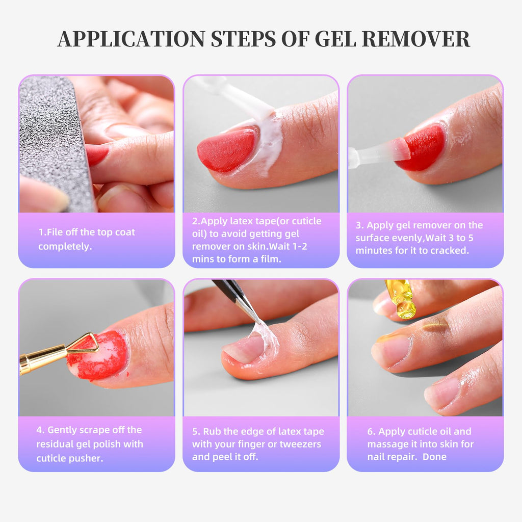 NORCICO Gel Polish Remover Kit – Fast 2-5 Min, No-Soak, 10ml Cuticle Oil & Pro Tools