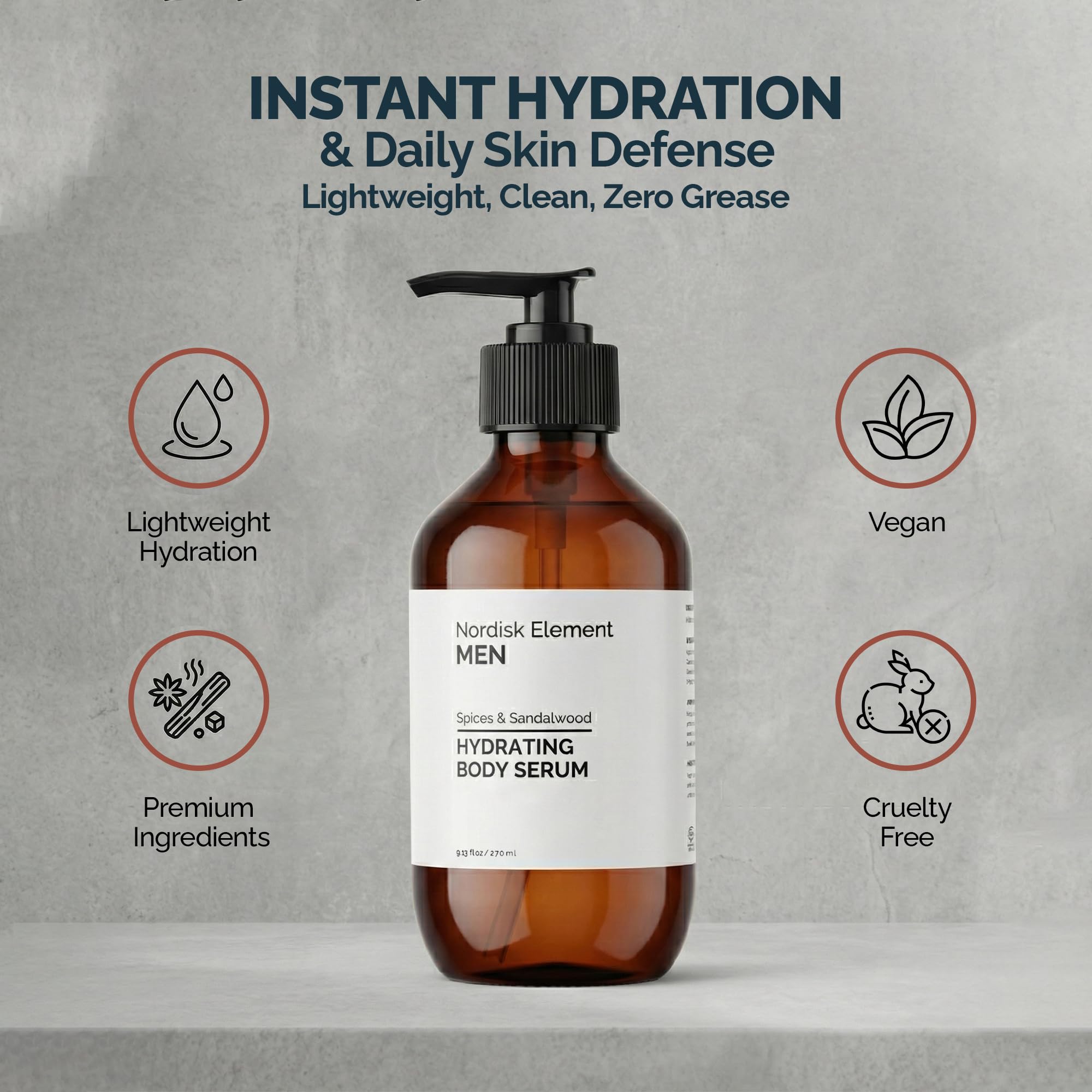 Nordisk Element Body Serum for Men — Lightweight Hydration with Hyaluronic Acid & Nordic Botanicals