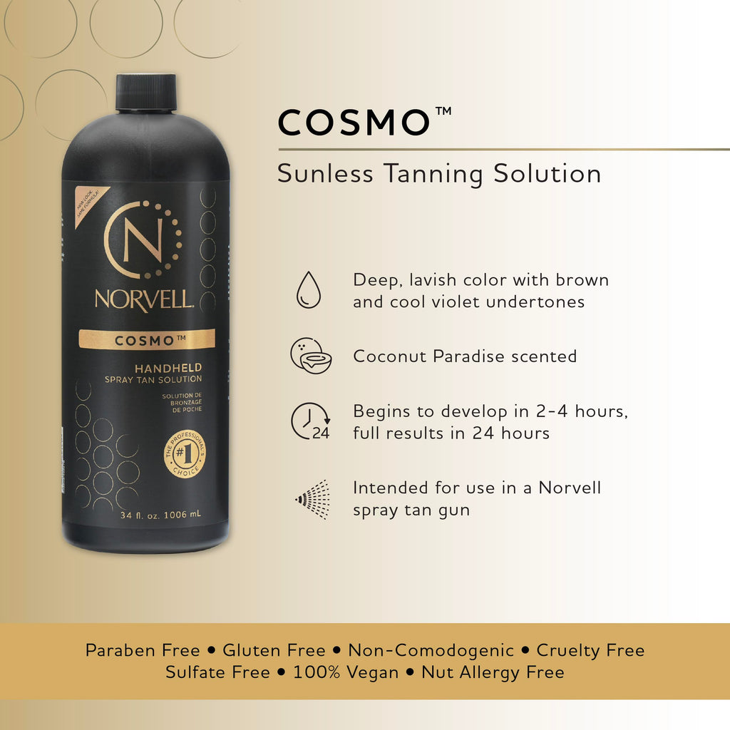 Norvell Cosmo Spray Tan Solution – Long-Lasting Bronze Self Tanner, 34 fl oz