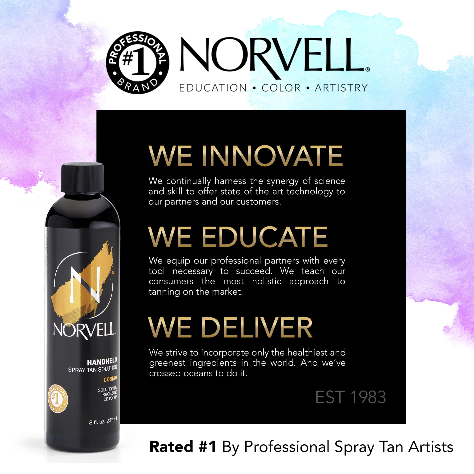 Norvell Cosmo Spray Tan Solution 8 oz – Pro Sunless Tanner with Warm Brown & Cool Violet Undertones