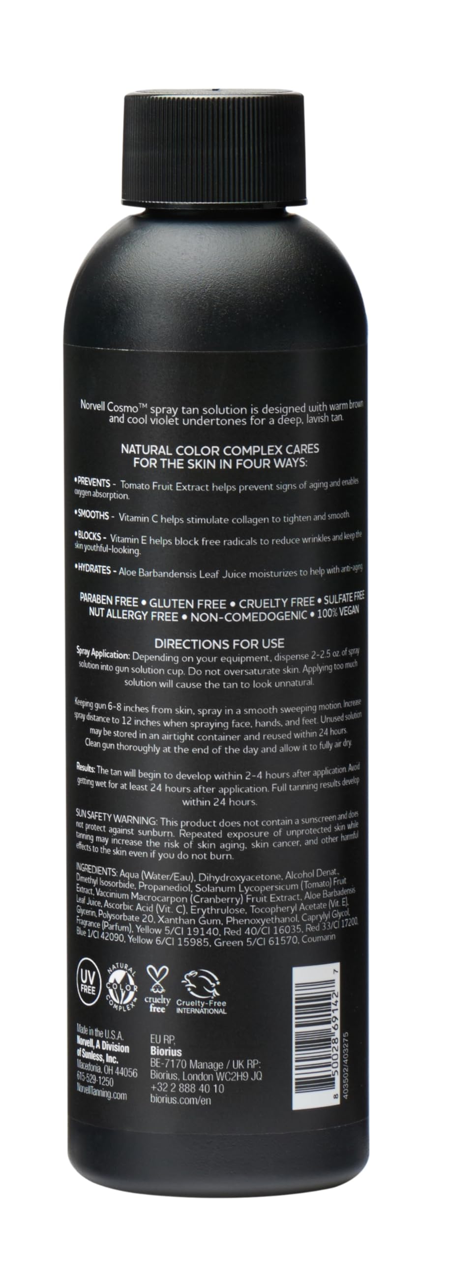 Norvell Cosmo Spray Tan Solution 8 oz – Pro Sunless Tanner with Warm Brown & Cool Violet Undertones
