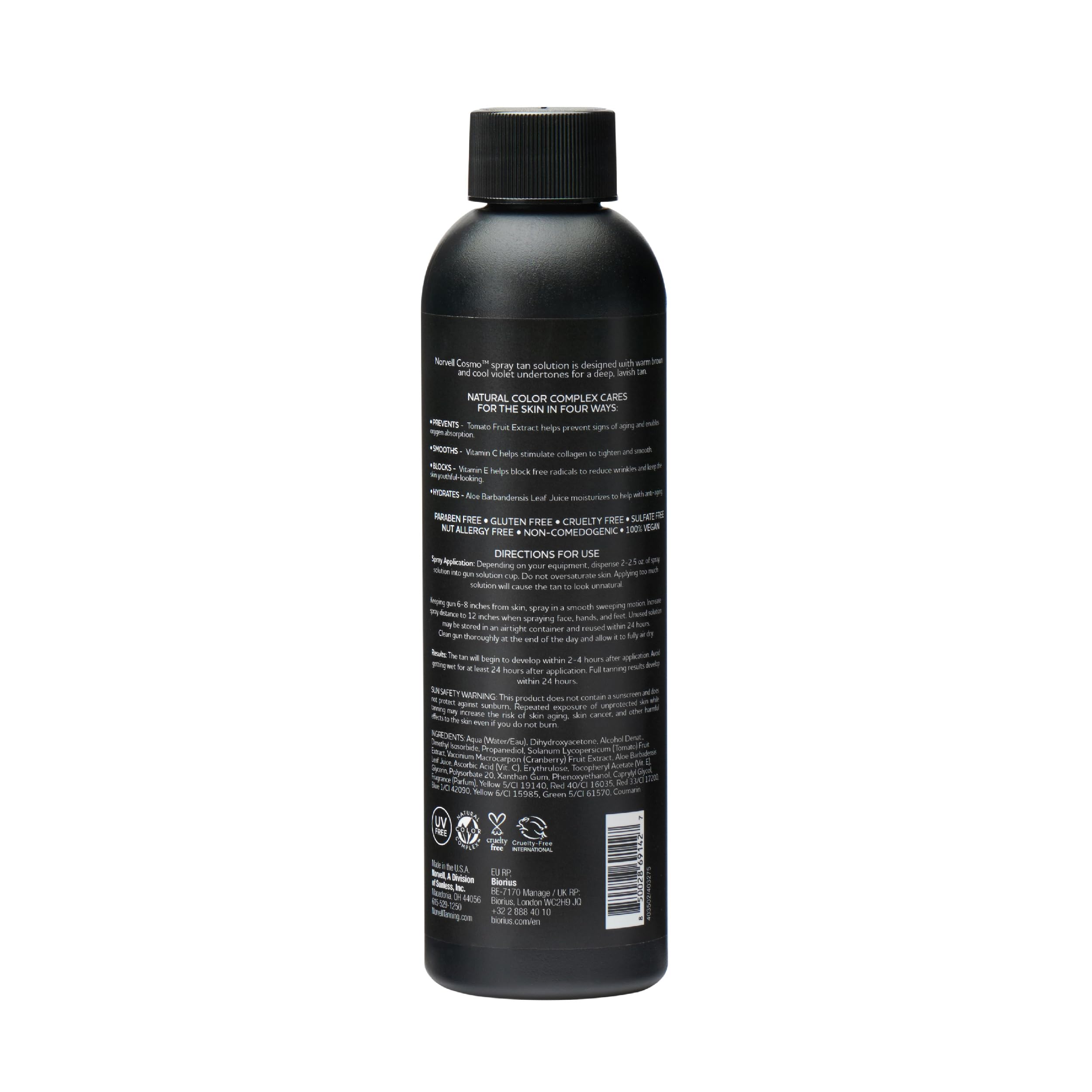 Norvell Cosmo Spray Tan Solution 8 oz – Pro Sunless Tanner with Warm Brown & Cool Violet Undertones
