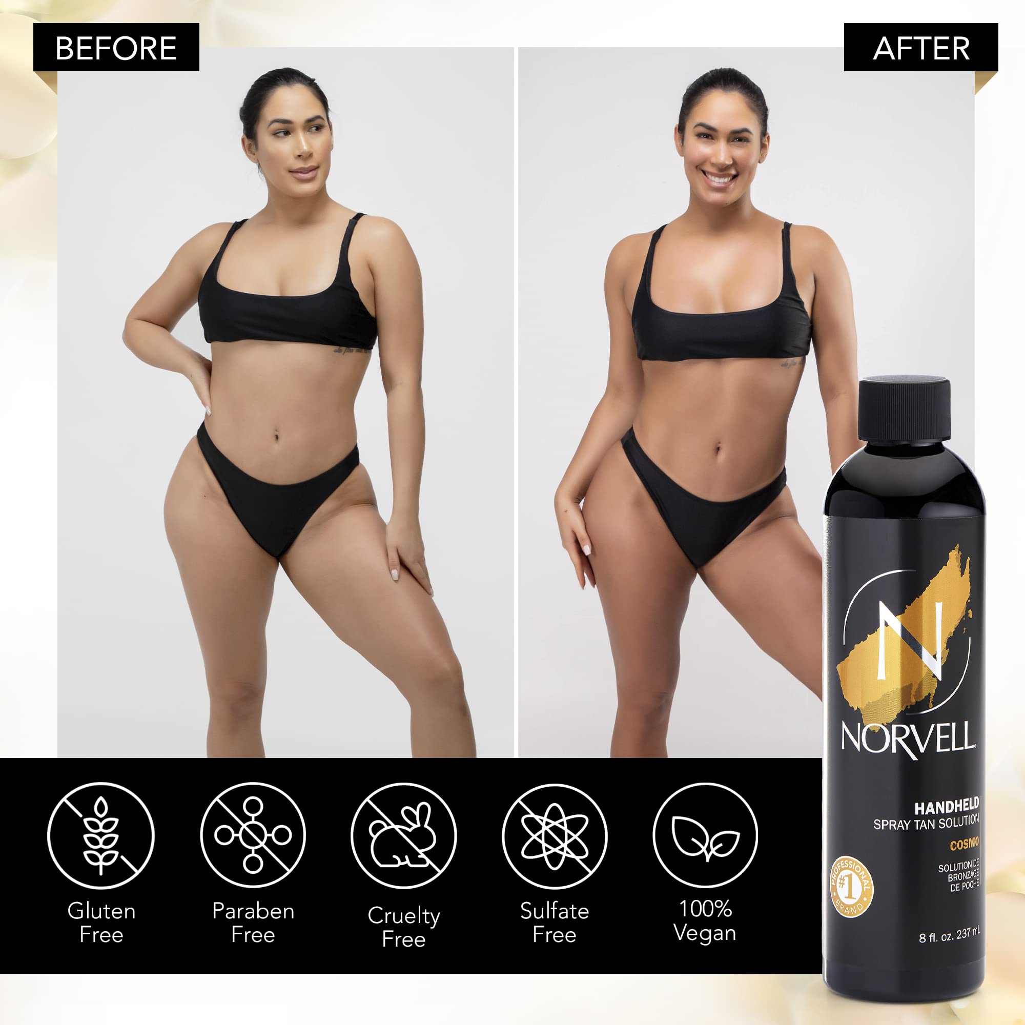 Norvell Cosmo Spray Tan Solution 8 oz – Pro Sunless Tanner with Warm Brown & Cool Violet Undertones