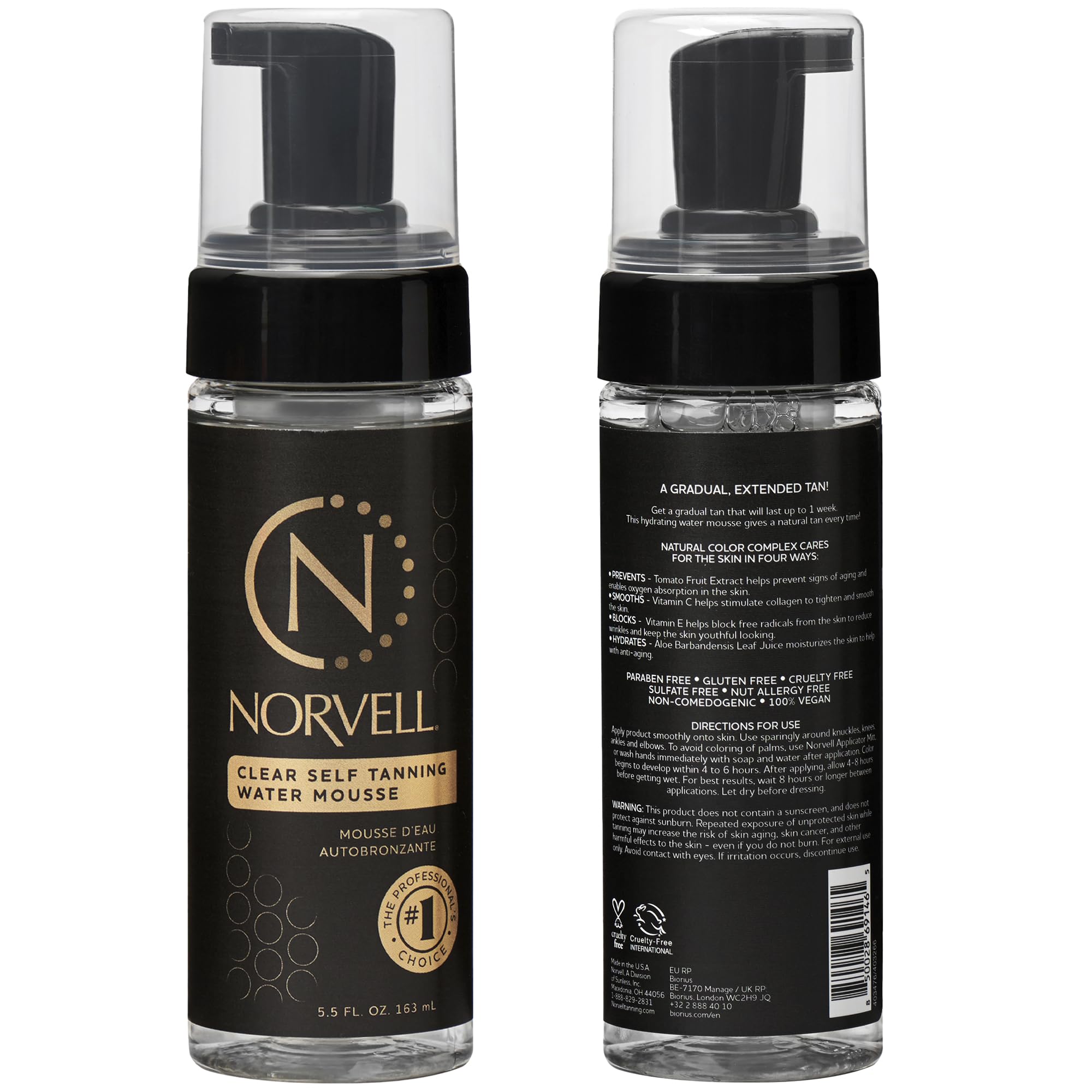 Norvell Essentials Clear Self Tanner Water Mousse – Raspberry Almond, 5.8 fl oz